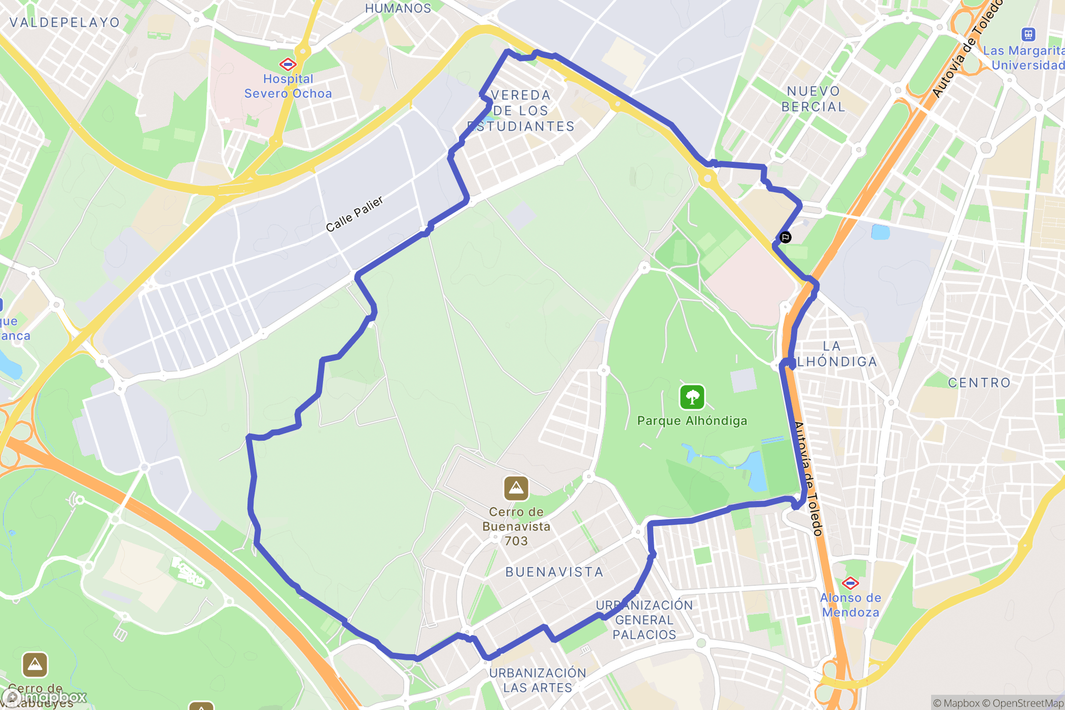 Getafe : carte du parcours de randonnée - Spain