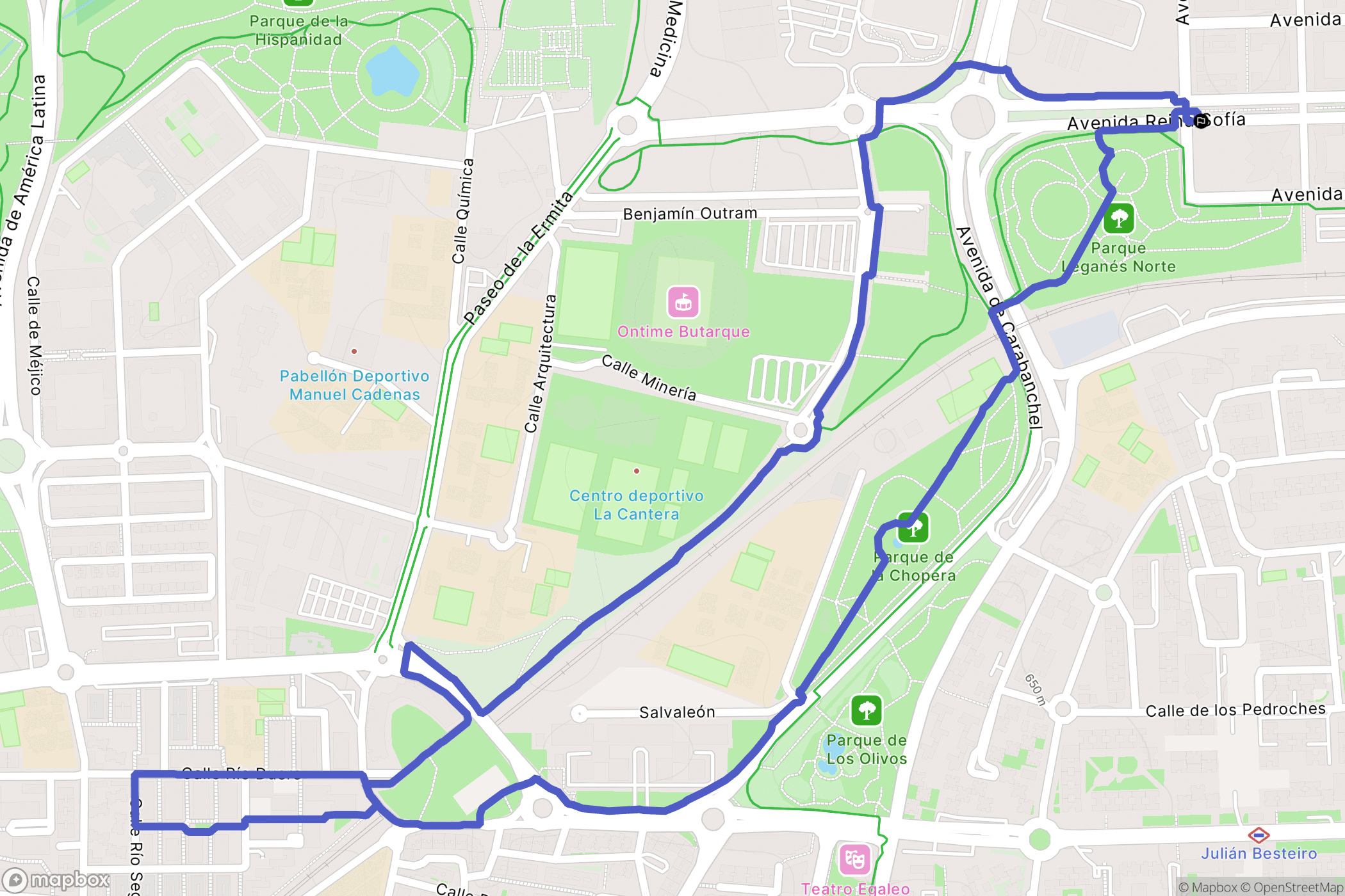 Leganés : carte du parcours de randonnée - Spain