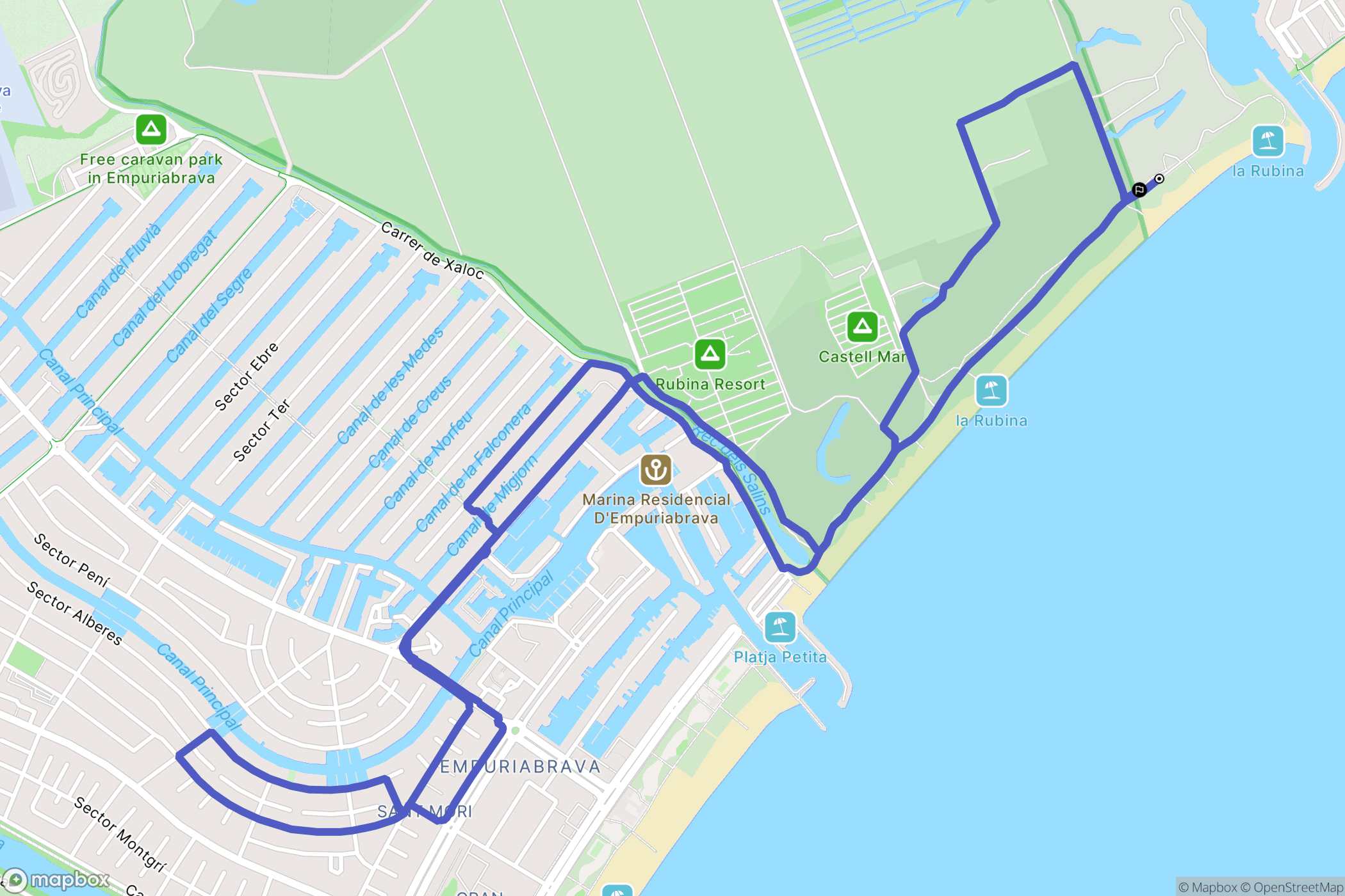 Castelló d'Empúries : carte du parcours de randonnée - Spain