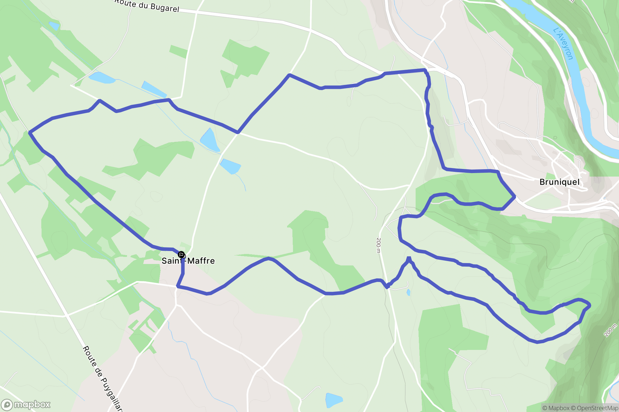 Bruniquel : carte du parcours de randonnée - France