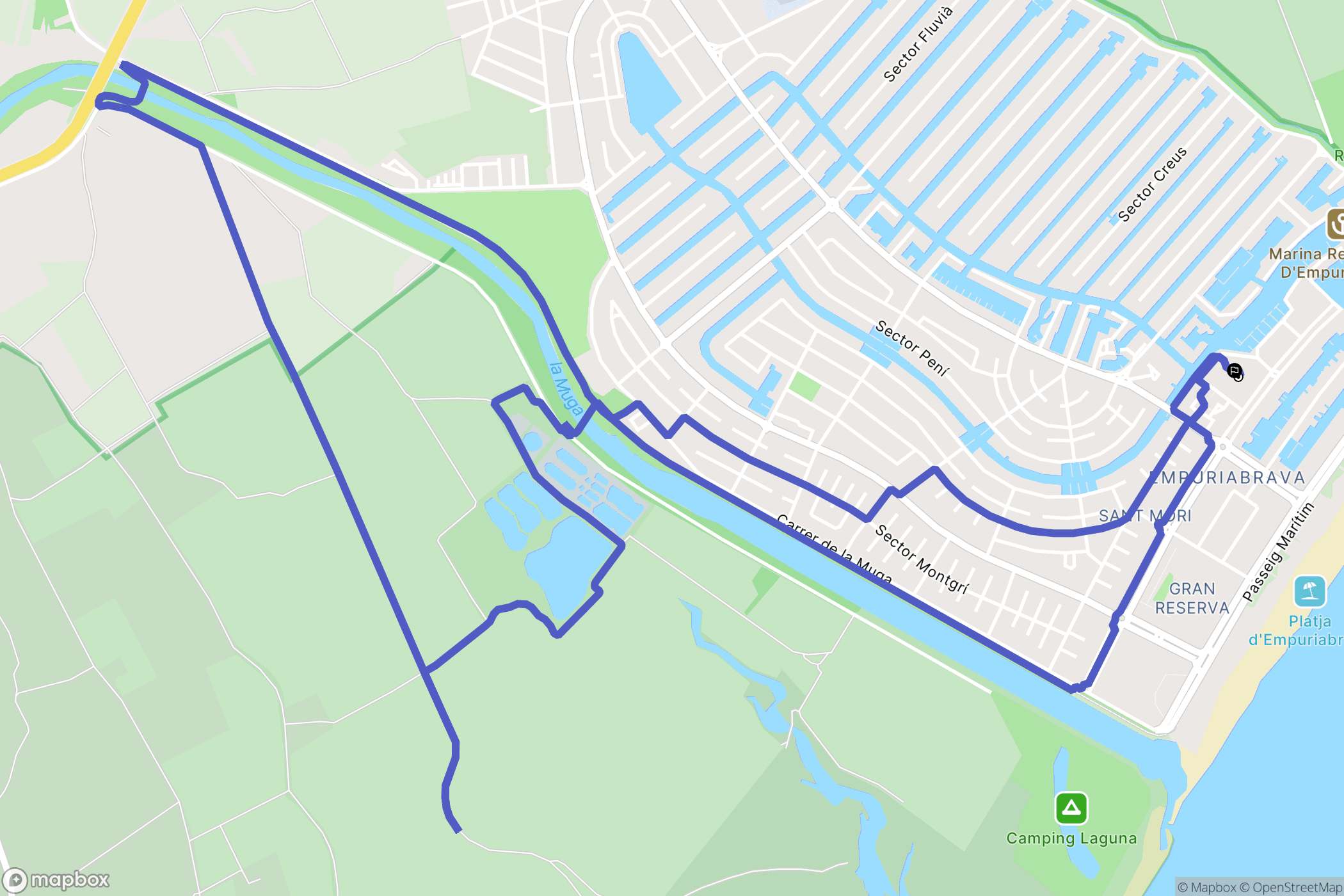 Empuriabrava : carte du parcours de randonnée - Spain