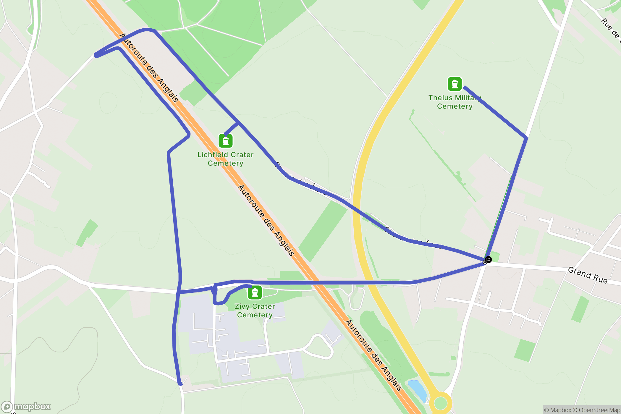 Thélus : carte du parcours de randonnée - France