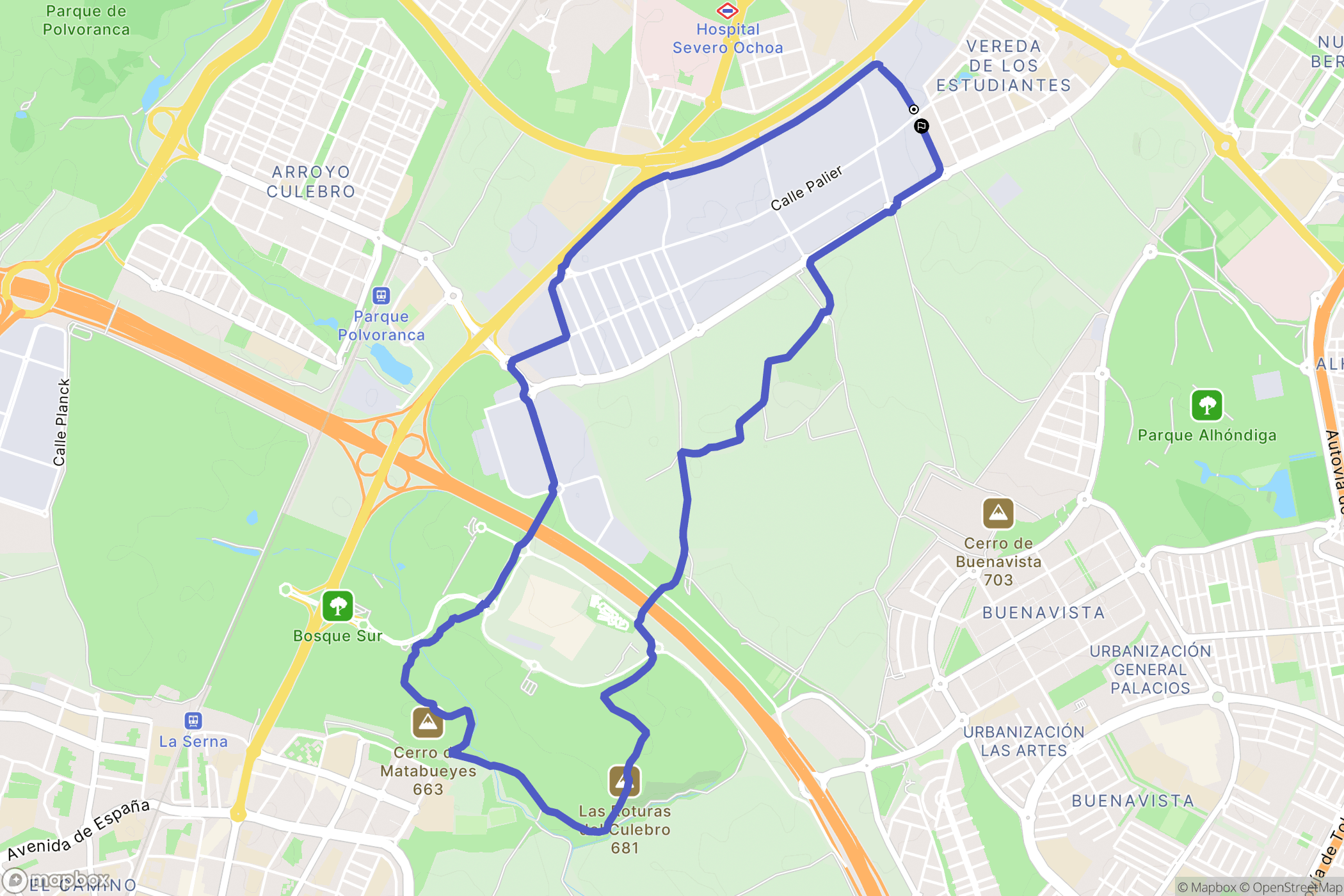 Leganés : carte du parcours de randonnée - Spain