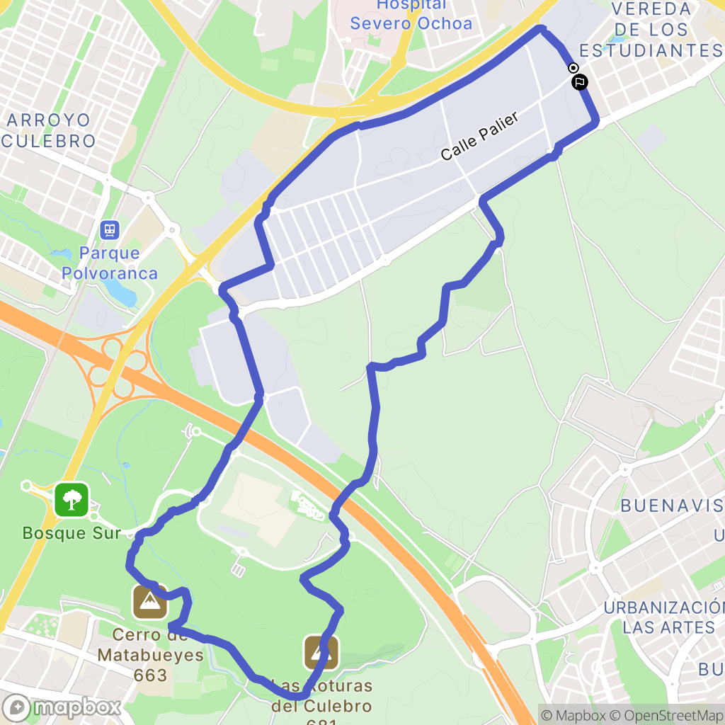 Leganés : carte du parcours de randonnée - Spain