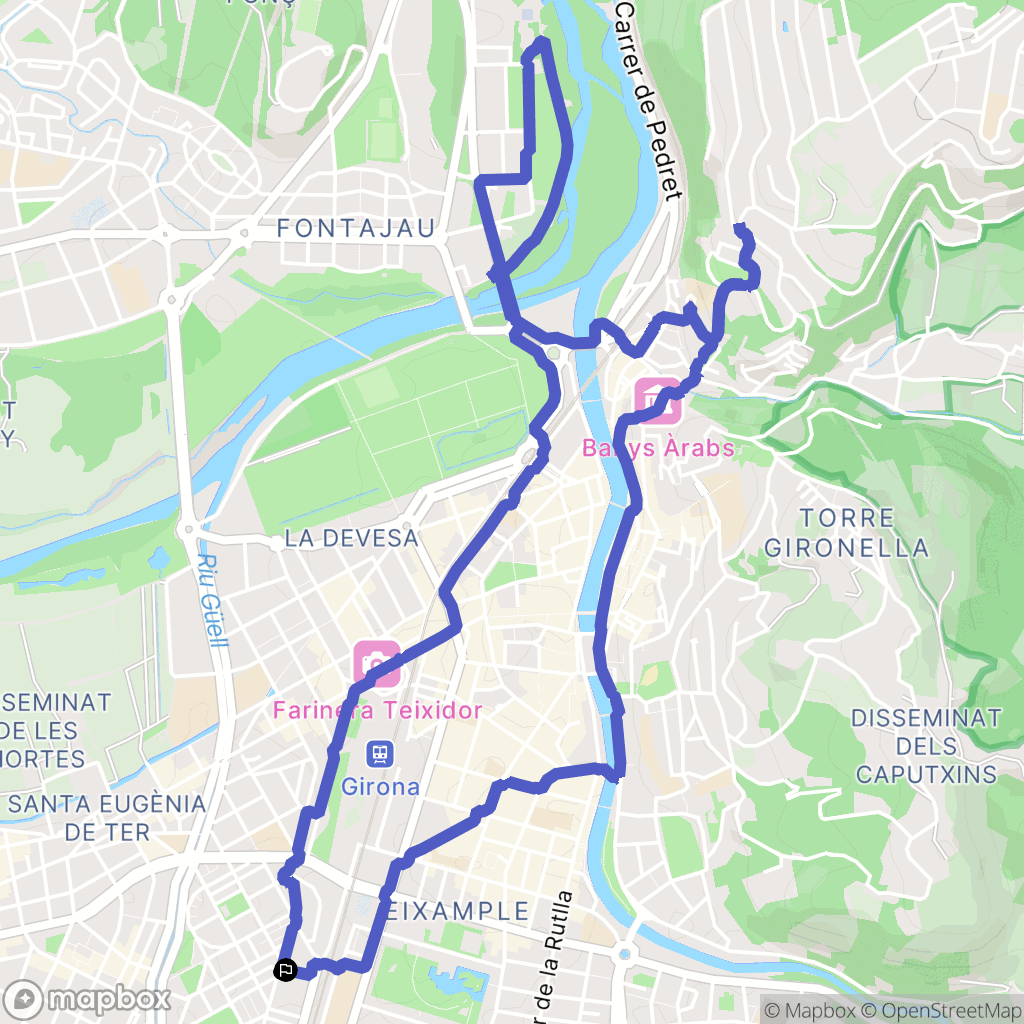 Girona : carte du parcours de randonnée - Spain