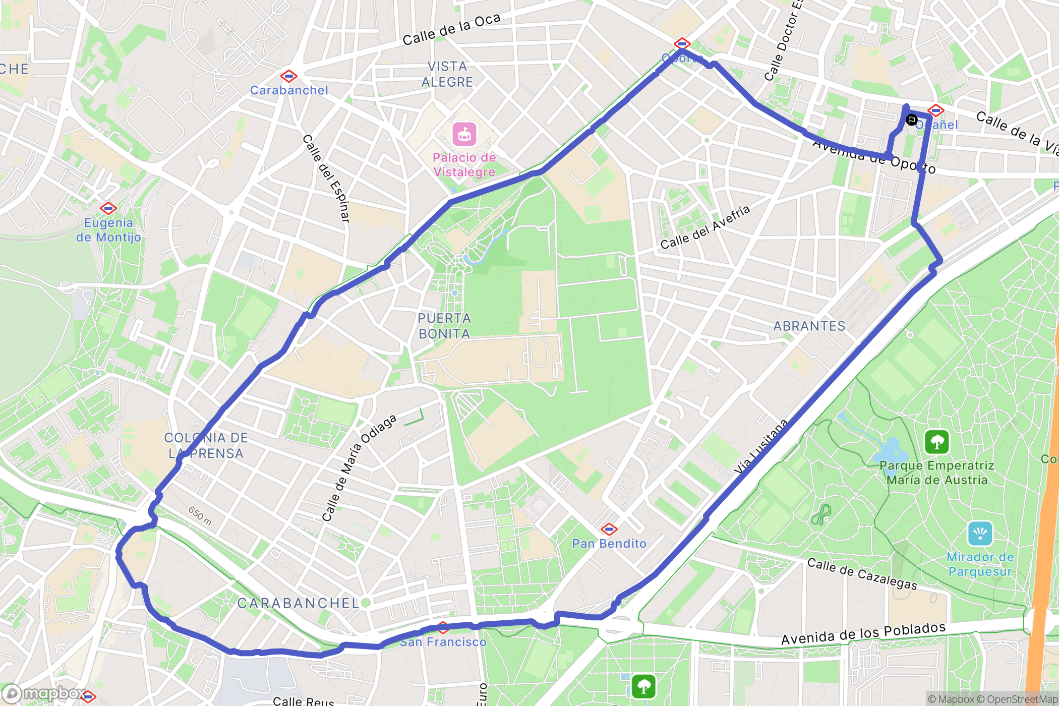 Madrid : carte du parcours de randonnée - Spain