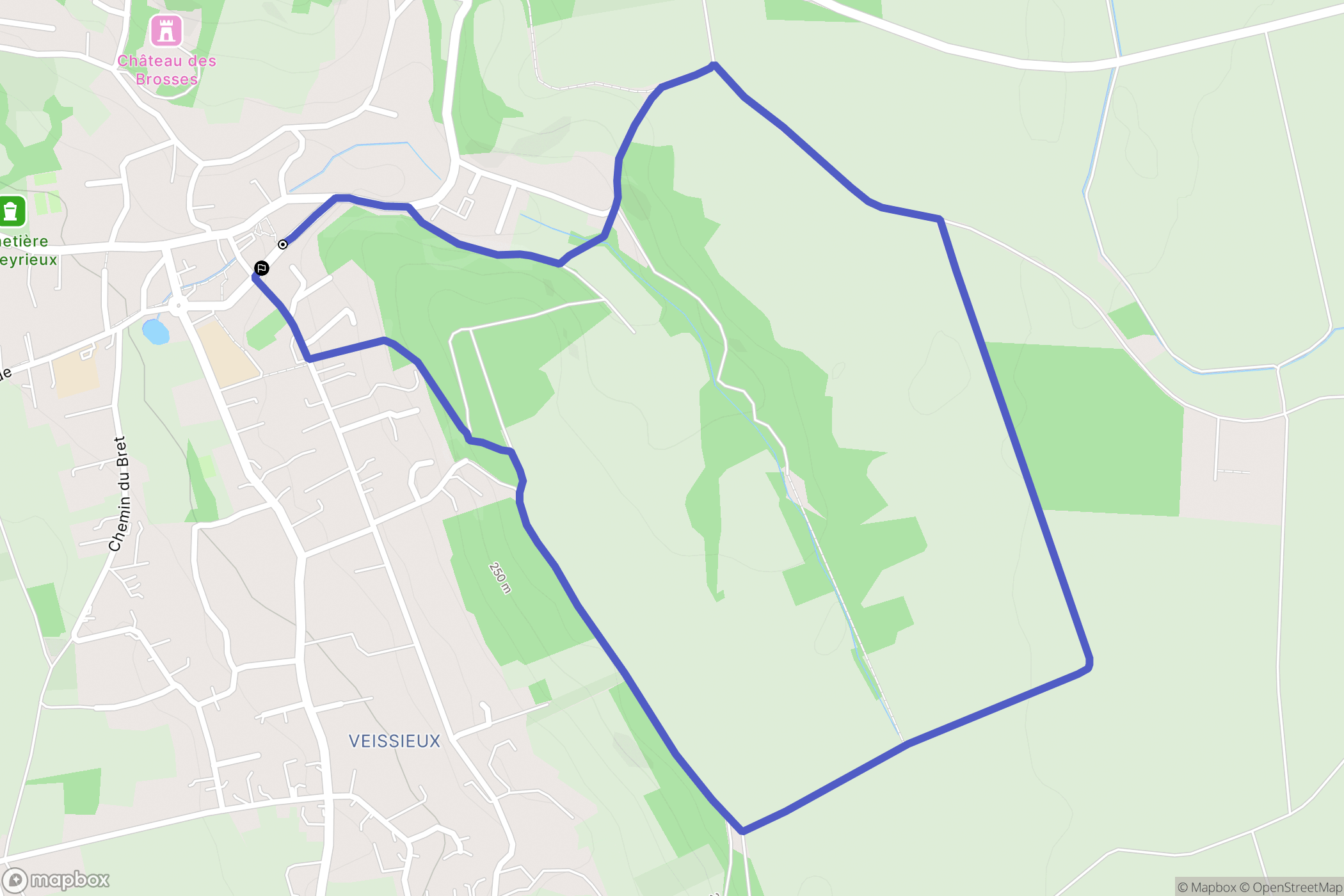 Reyrieux : carte du parcours de randonnée - France