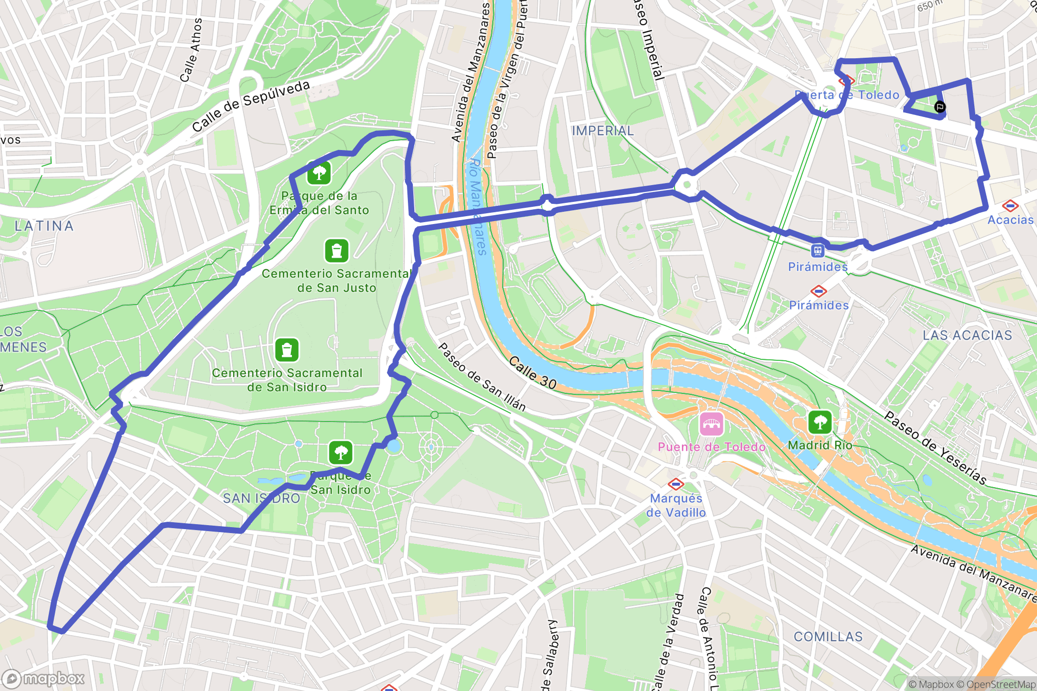 Madrid : carte du parcours de randonnée - Spain