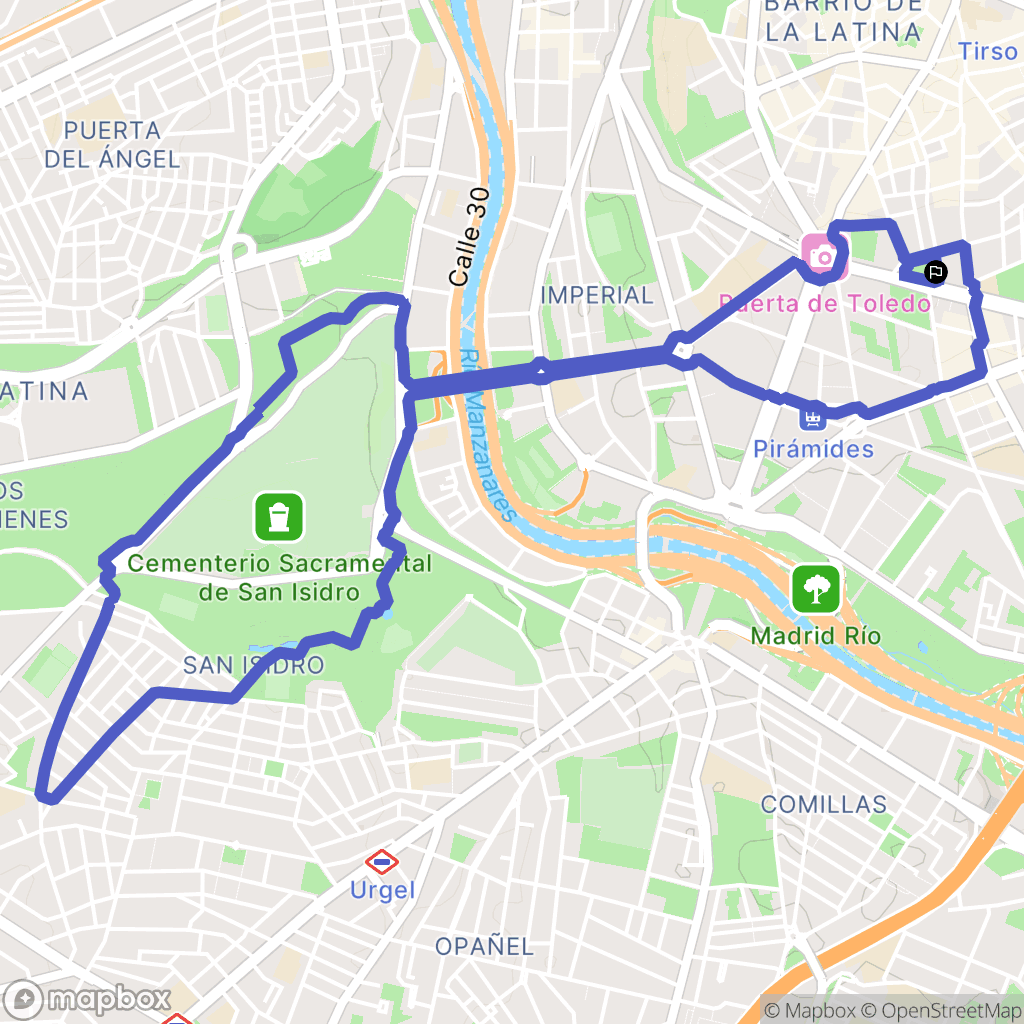 Madrid : carte du parcours de randonnée - Spain
