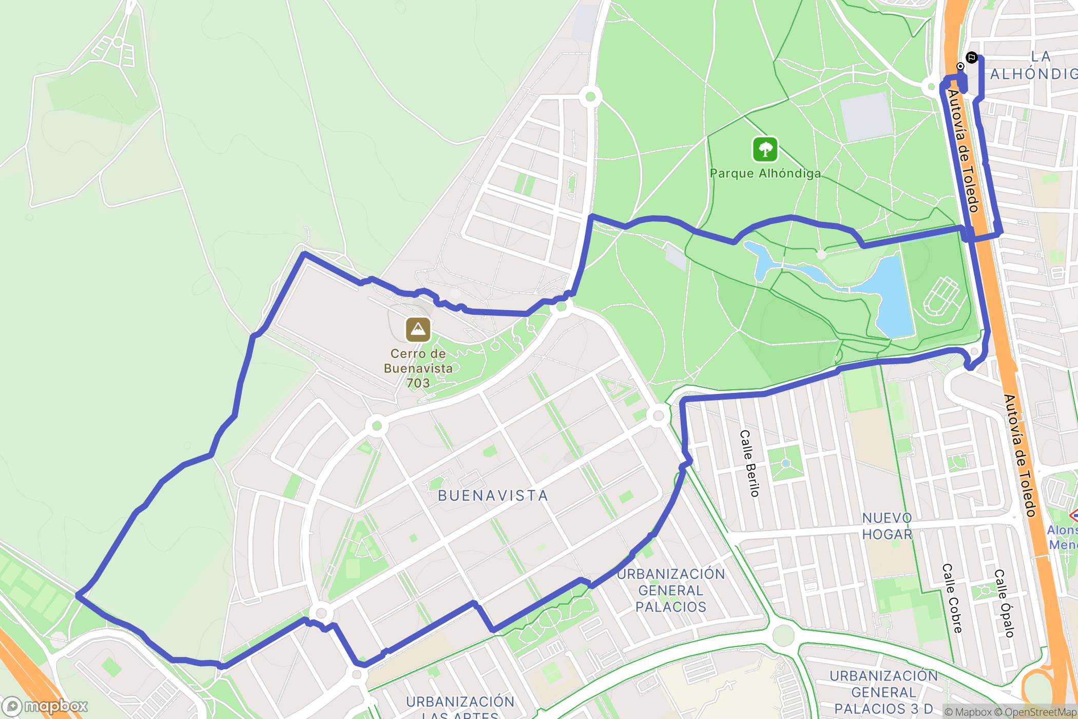 Getafe : carte du parcours de randonnée - Spain