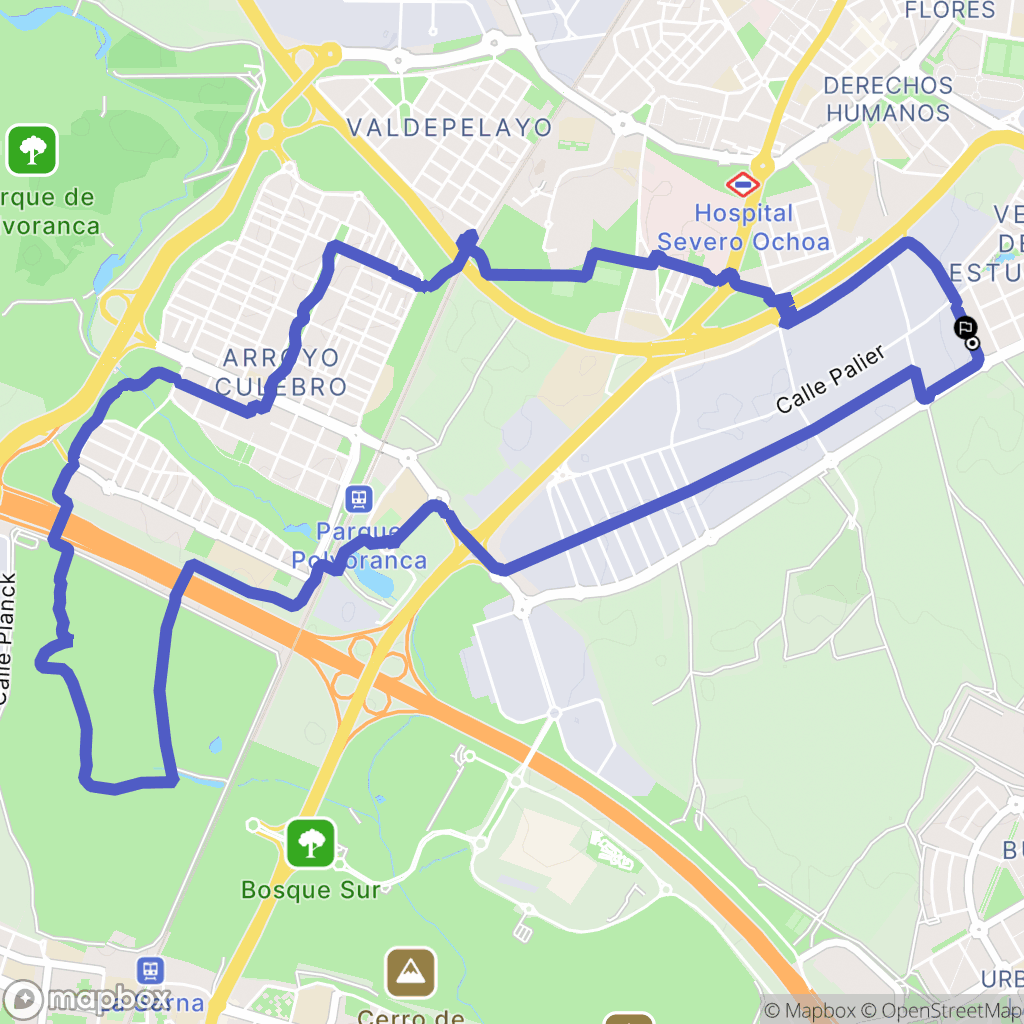 Leganés : carte du parcours de randonnée - Spain