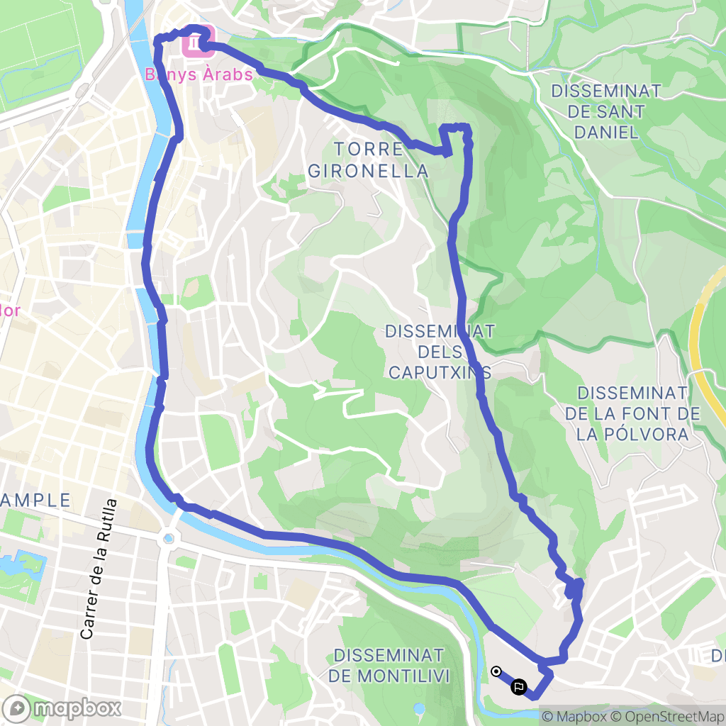 Girona : carte du parcours de randonnée - Spain