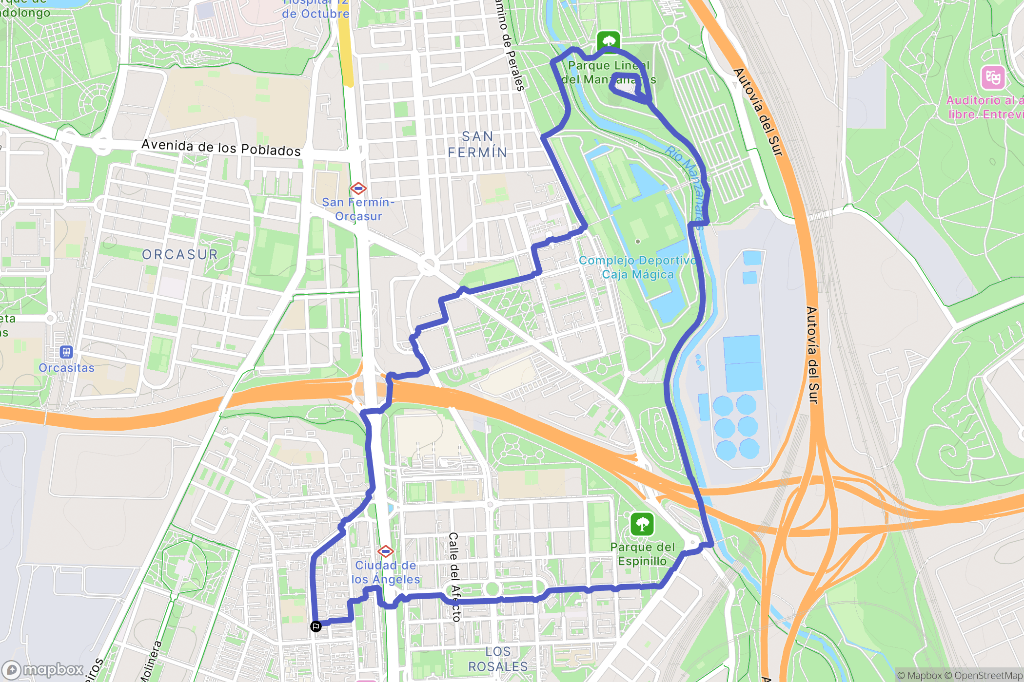 Madrid : carte du parcours de randonnée - Spain