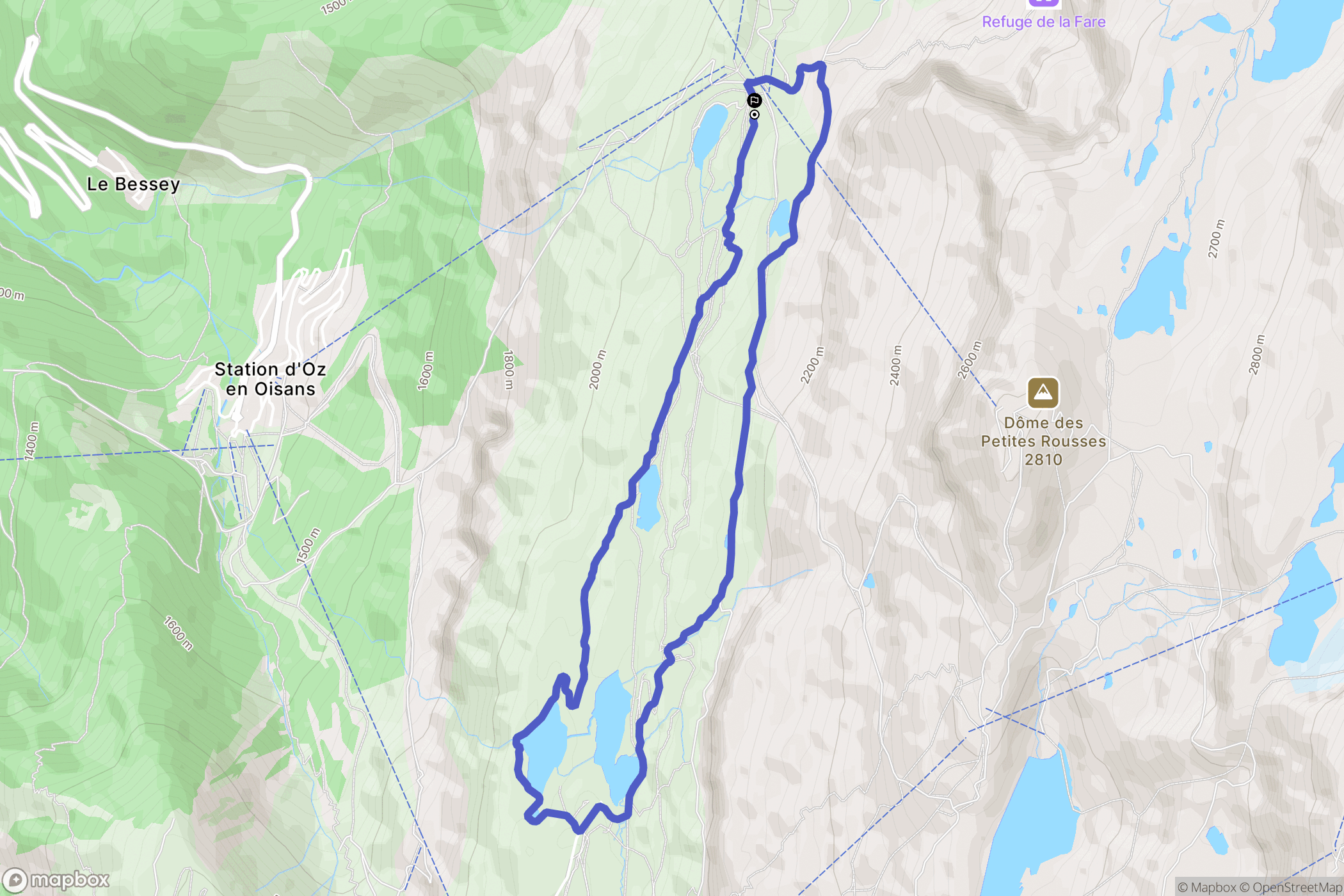 Oz : carte du parcours de randonnée - France
