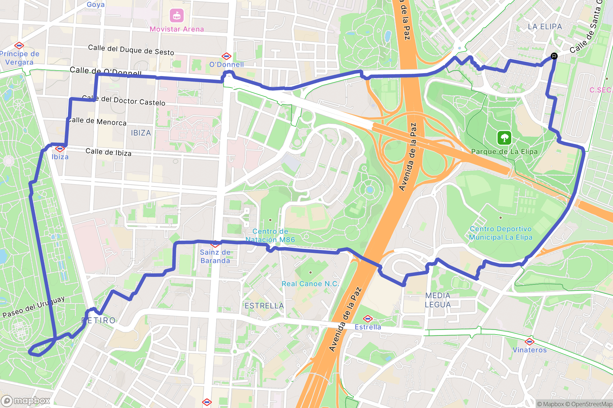 Madrid : carte du parcours de randonnée - Spain