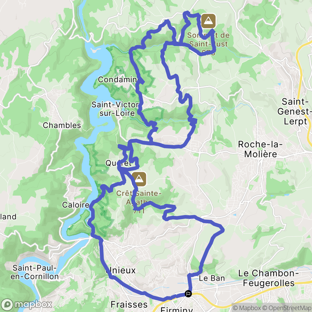 Firminy : carte du parcours de randonnée - France
