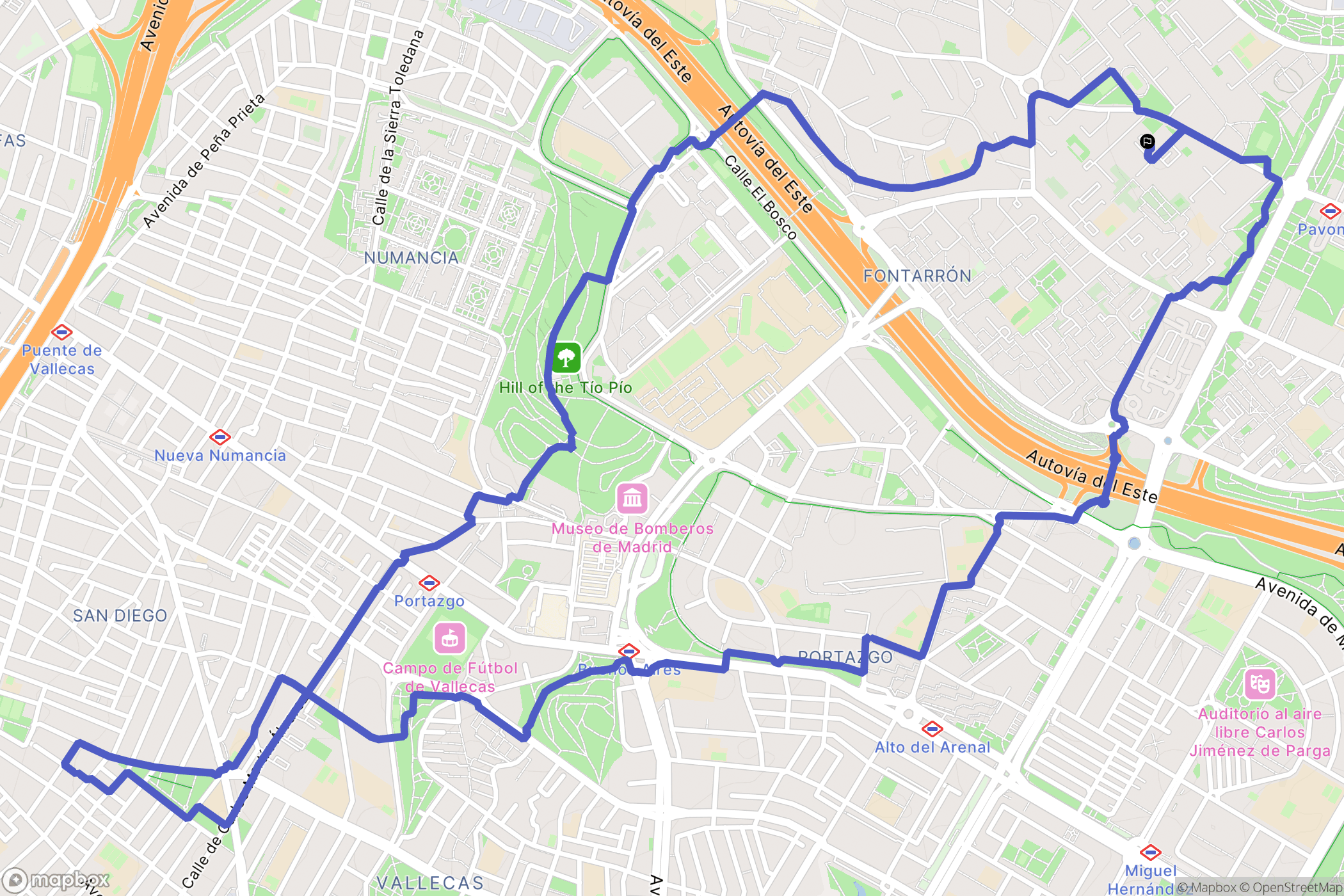 Madrid : carte du parcours de randonnée - Spain