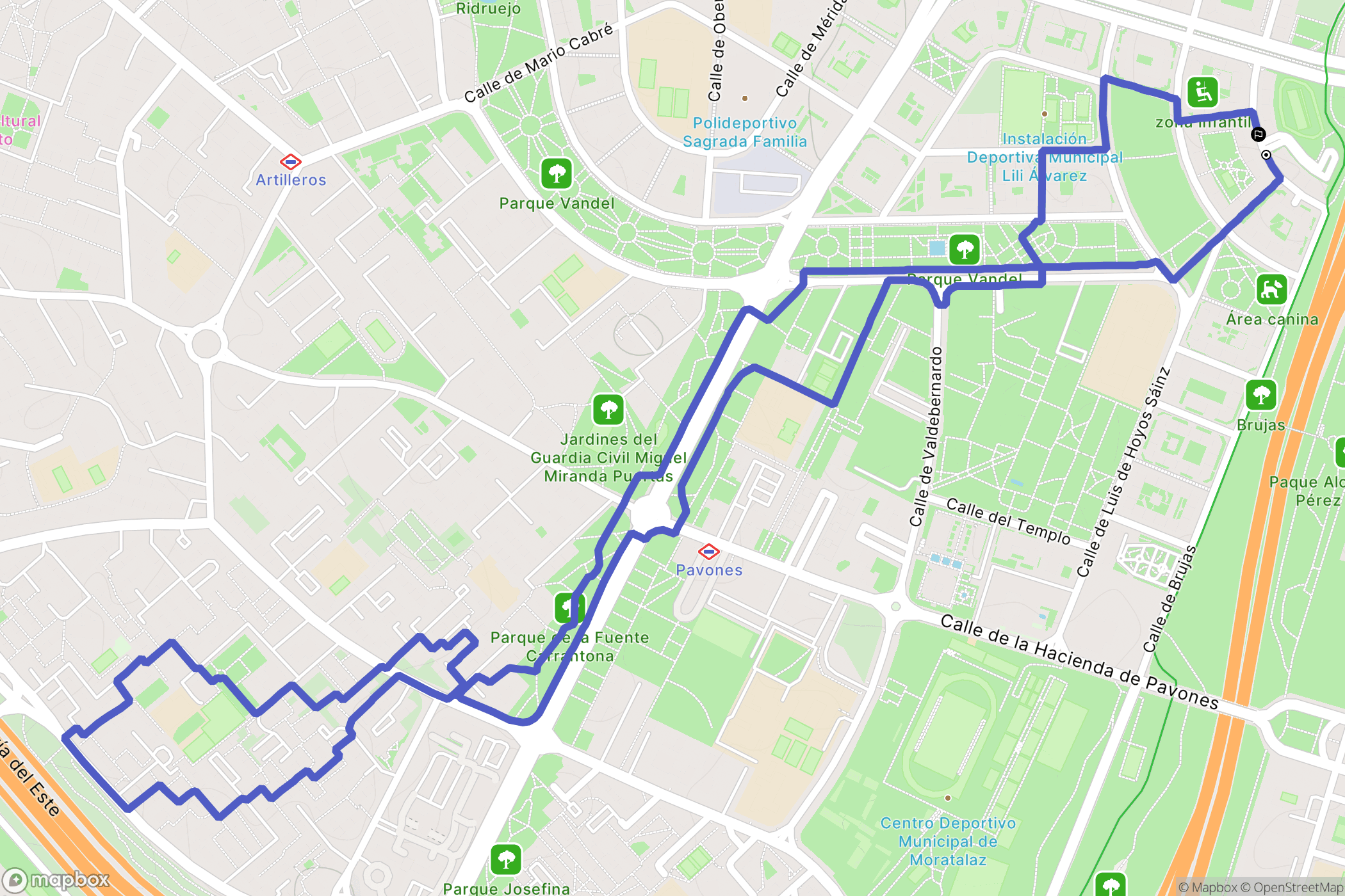 Madrid : carte du parcours de randonnée - Spain