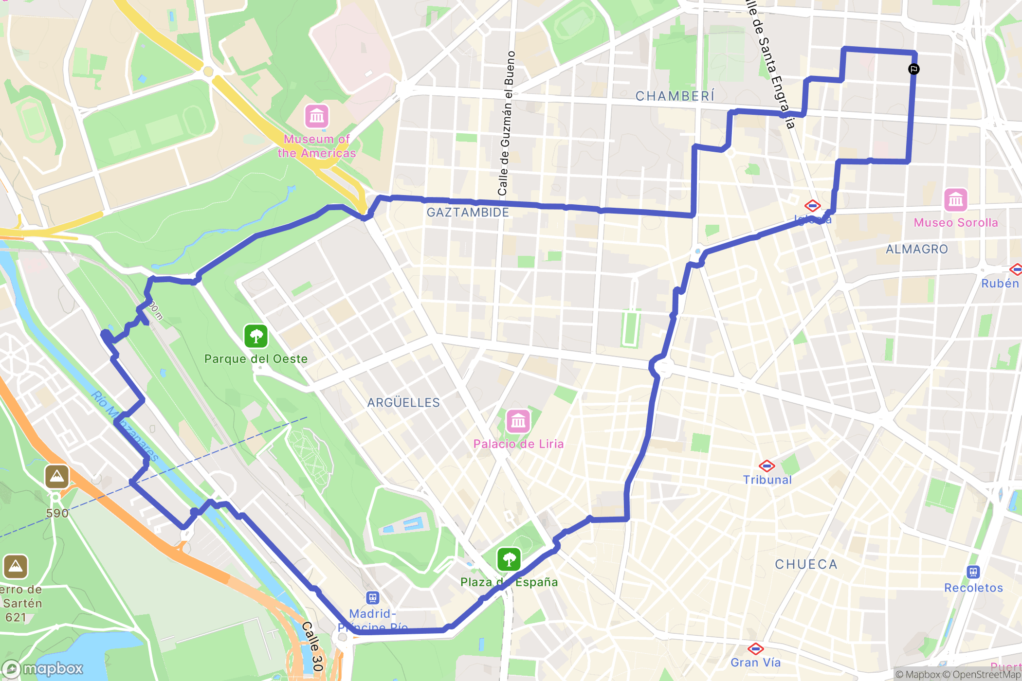 Madrid : carte du parcours de randonnée - Spain