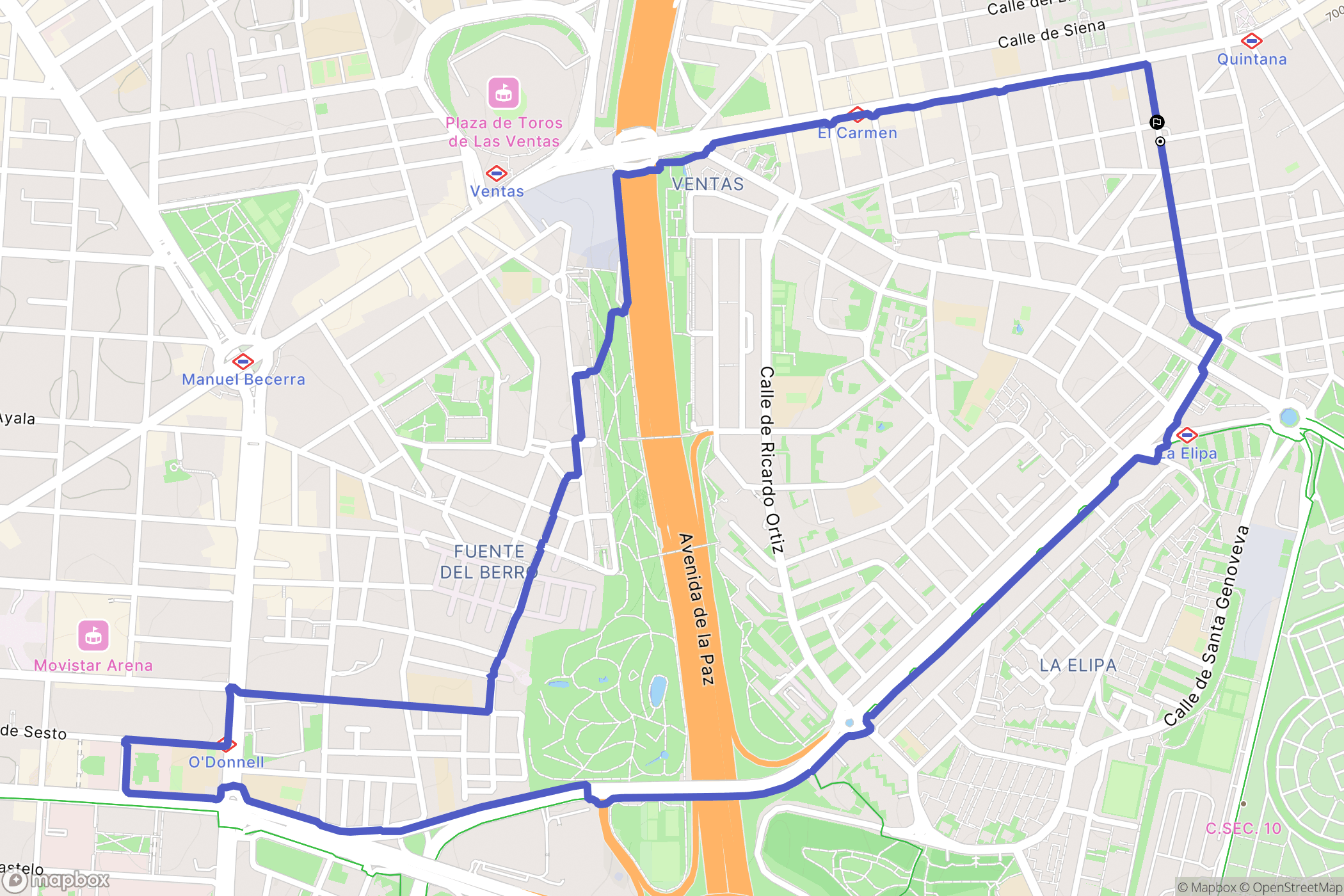 Madrid : carte du parcours de randonnée - Spain