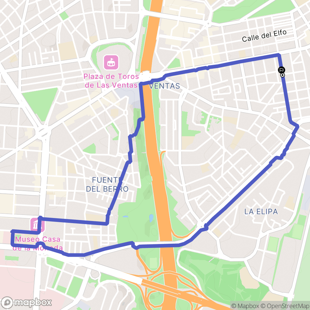 Madrid : carte du parcours de randonnée - Spain