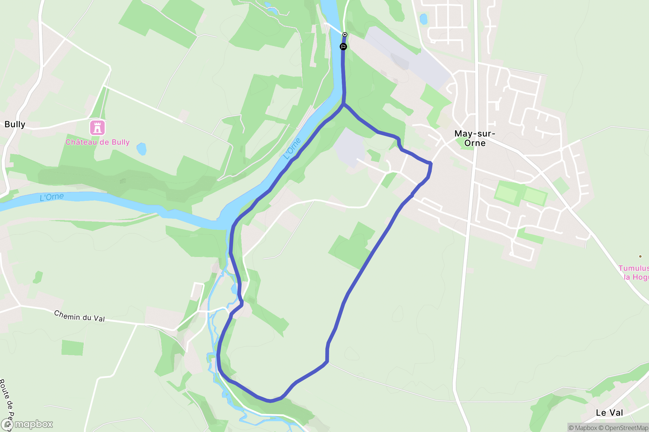 May-sur-Orne : carte du parcours de randonnée - France
