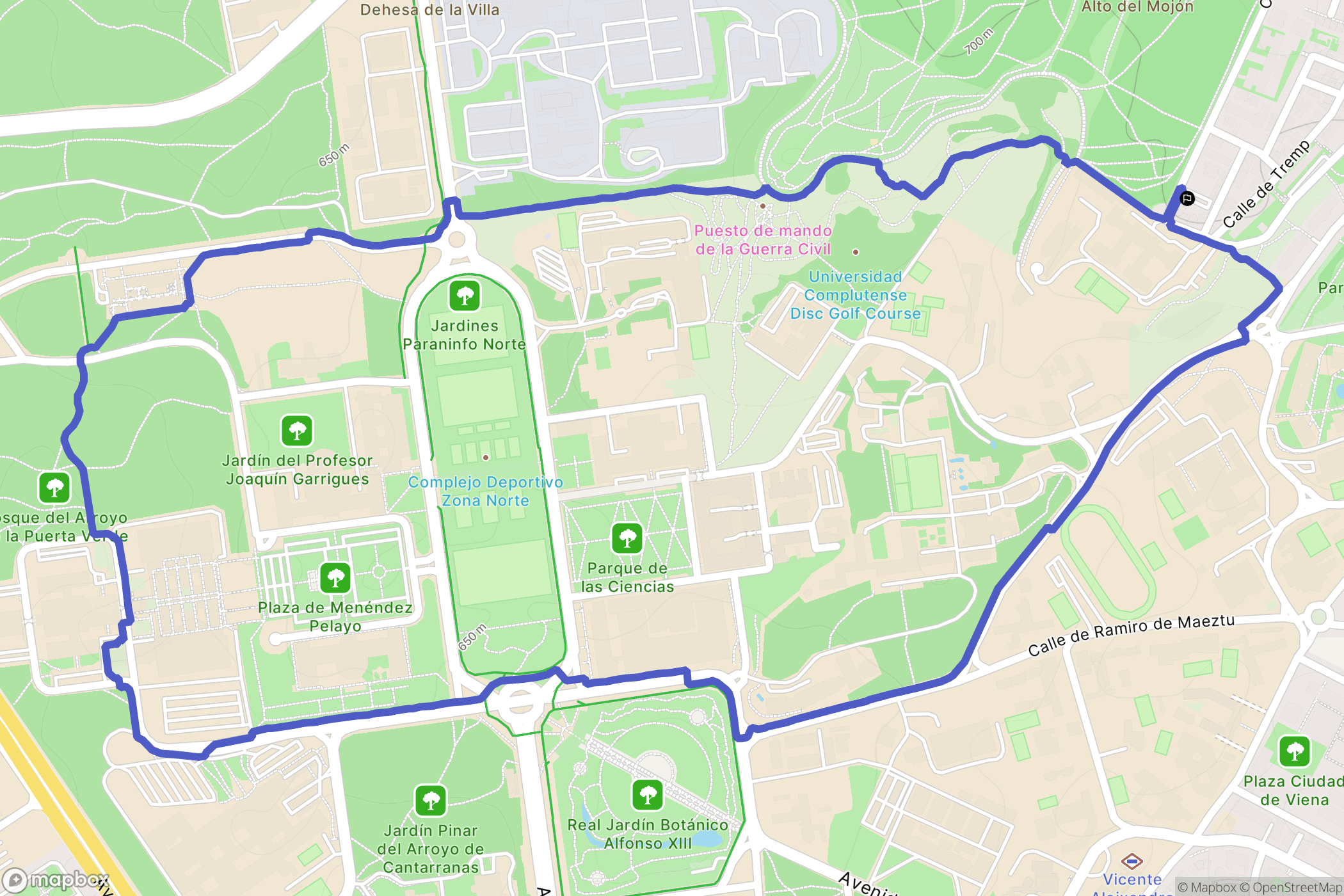 Madrid : carte du parcours de randonnée - Spain