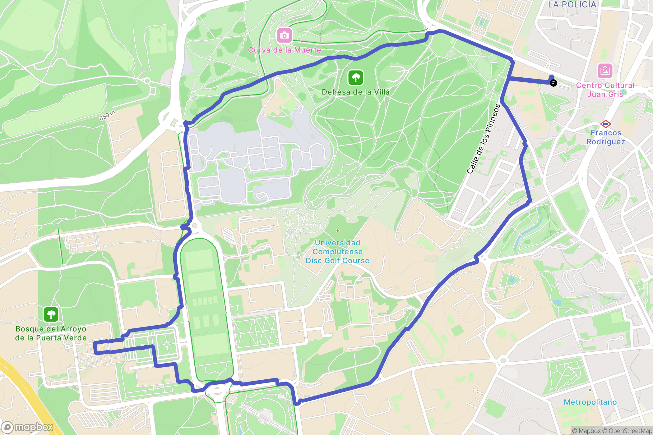 Madrid : carte du parcours de randonnée - Spain