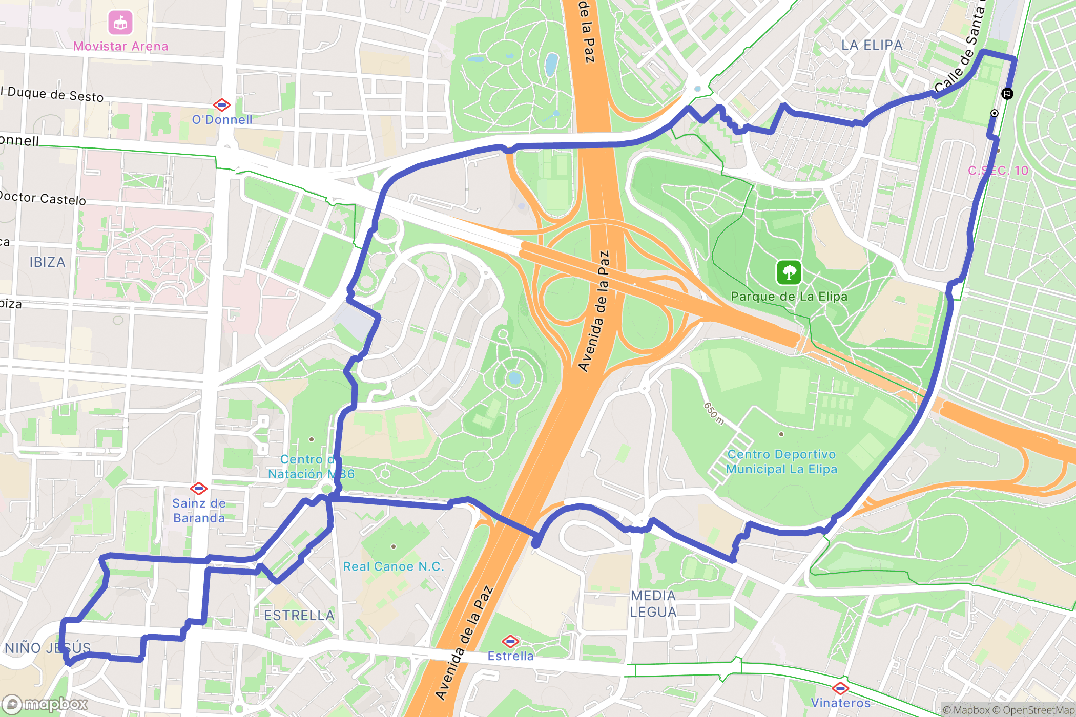 Madrid : carte du parcours de randonnée - Spain