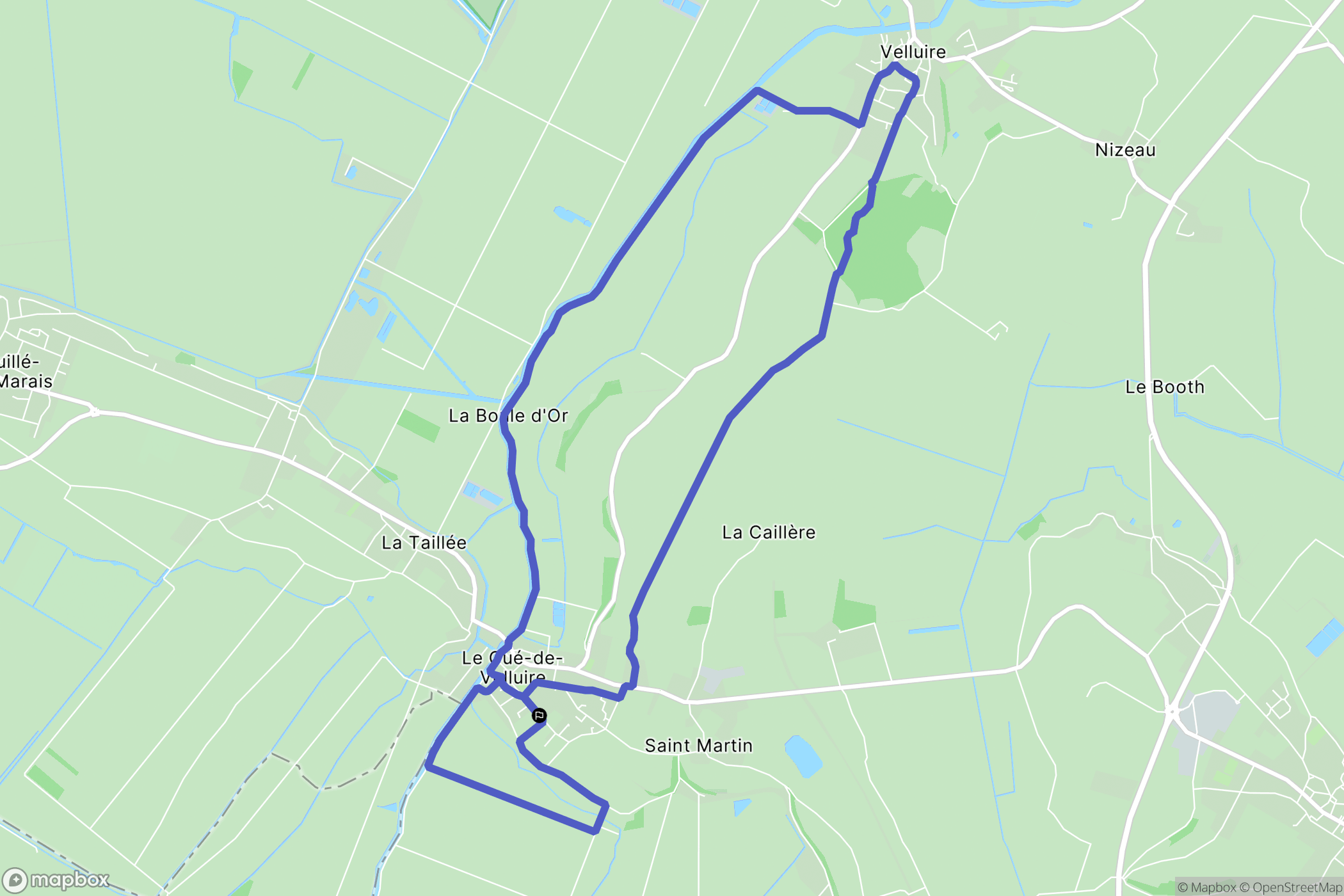 Le Gué-de-Velluire : carte du parcours de randonnée - France