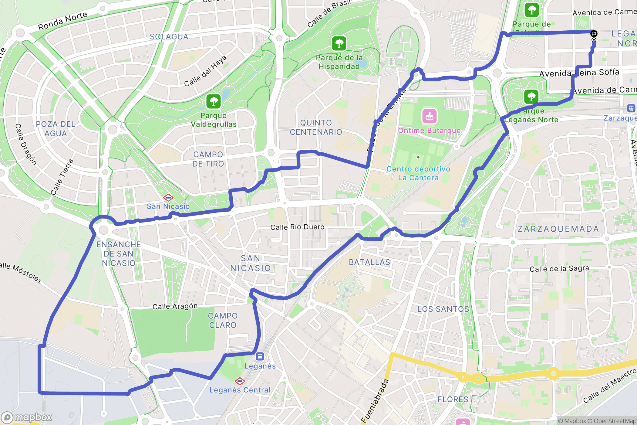 Leganés : carte du parcours de randonnée - Spain