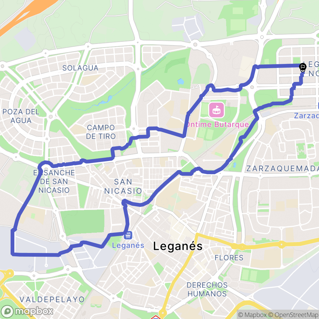 Leganés : carte du parcours de randonnée - Spain