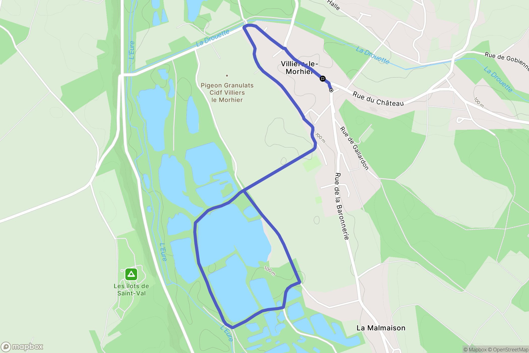 Villiers-le-Morhier : carte du parcours de randonnée - France