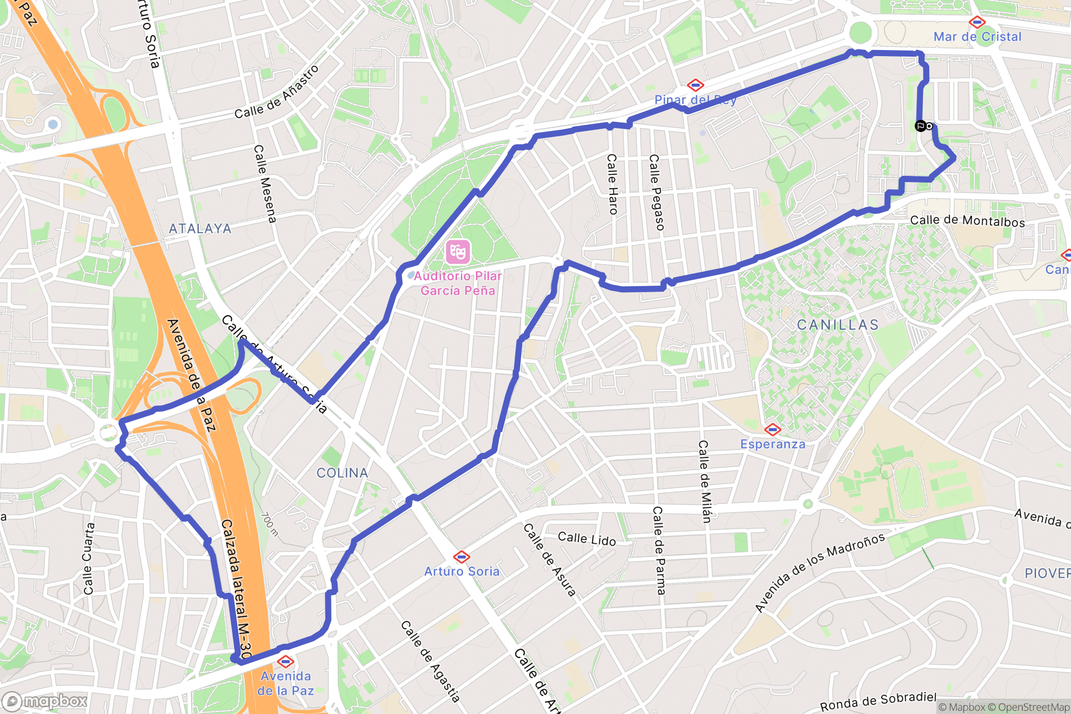 Madrid : carte du parcours de randonnée - Spain