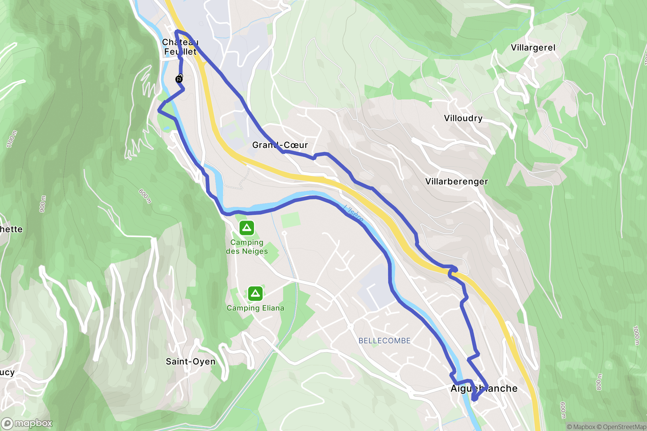 La Léchère : carte du parcours de randonnée - France