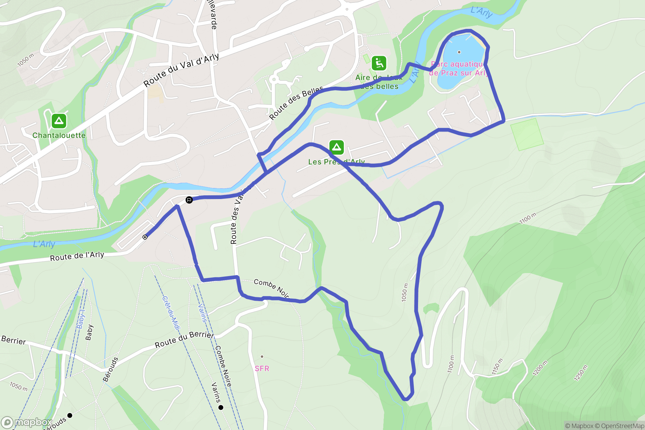 Praz-sur-Arly : carte du parcours de randonnée - France