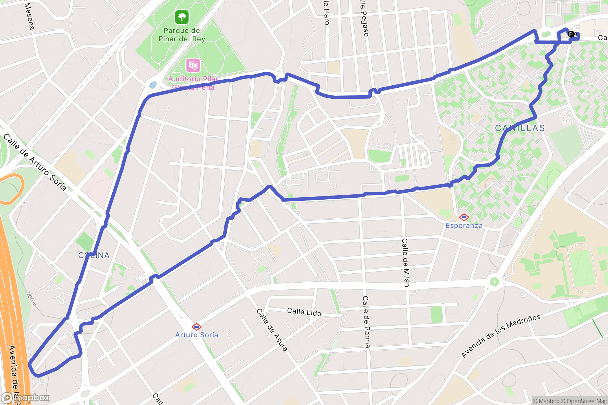 Madrid : carte du parcours de randonnée - Spain