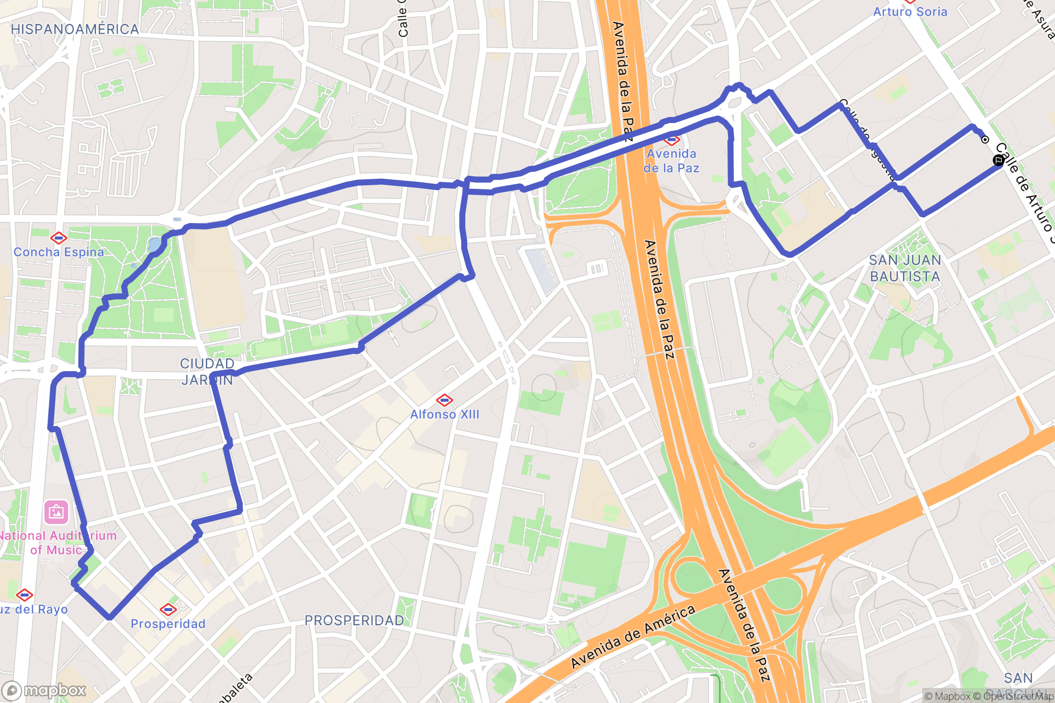 Madrid : carte du parcours de randonnée - Spain