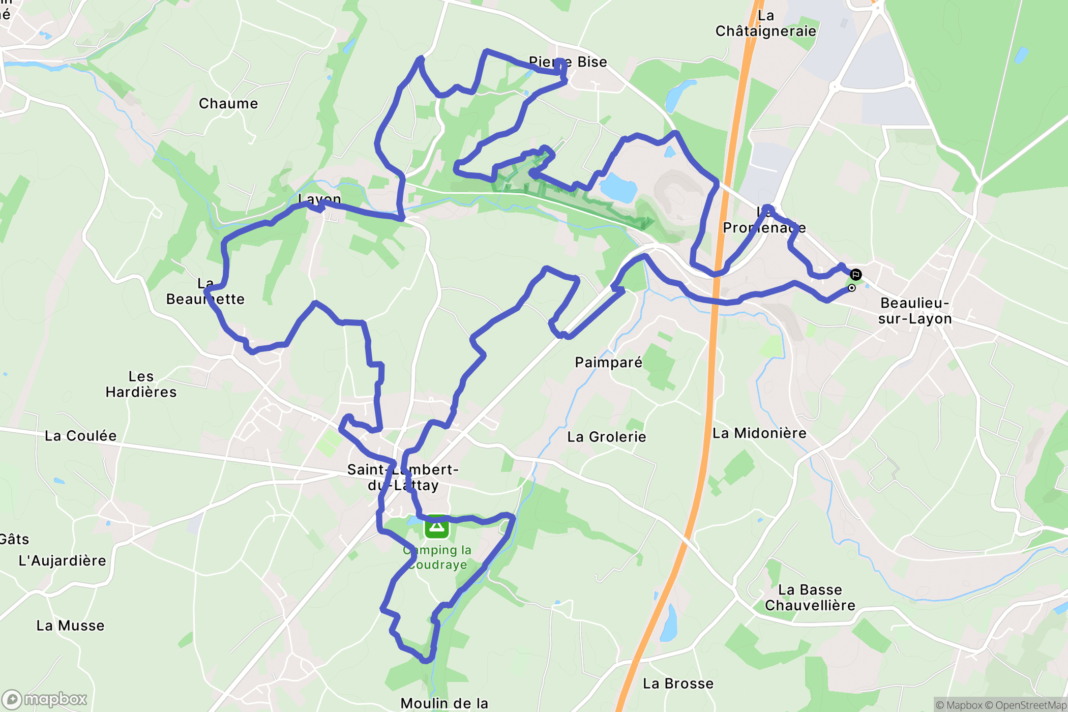 Beaulieu-sur-Layon : carte du parcours de randonnée - France