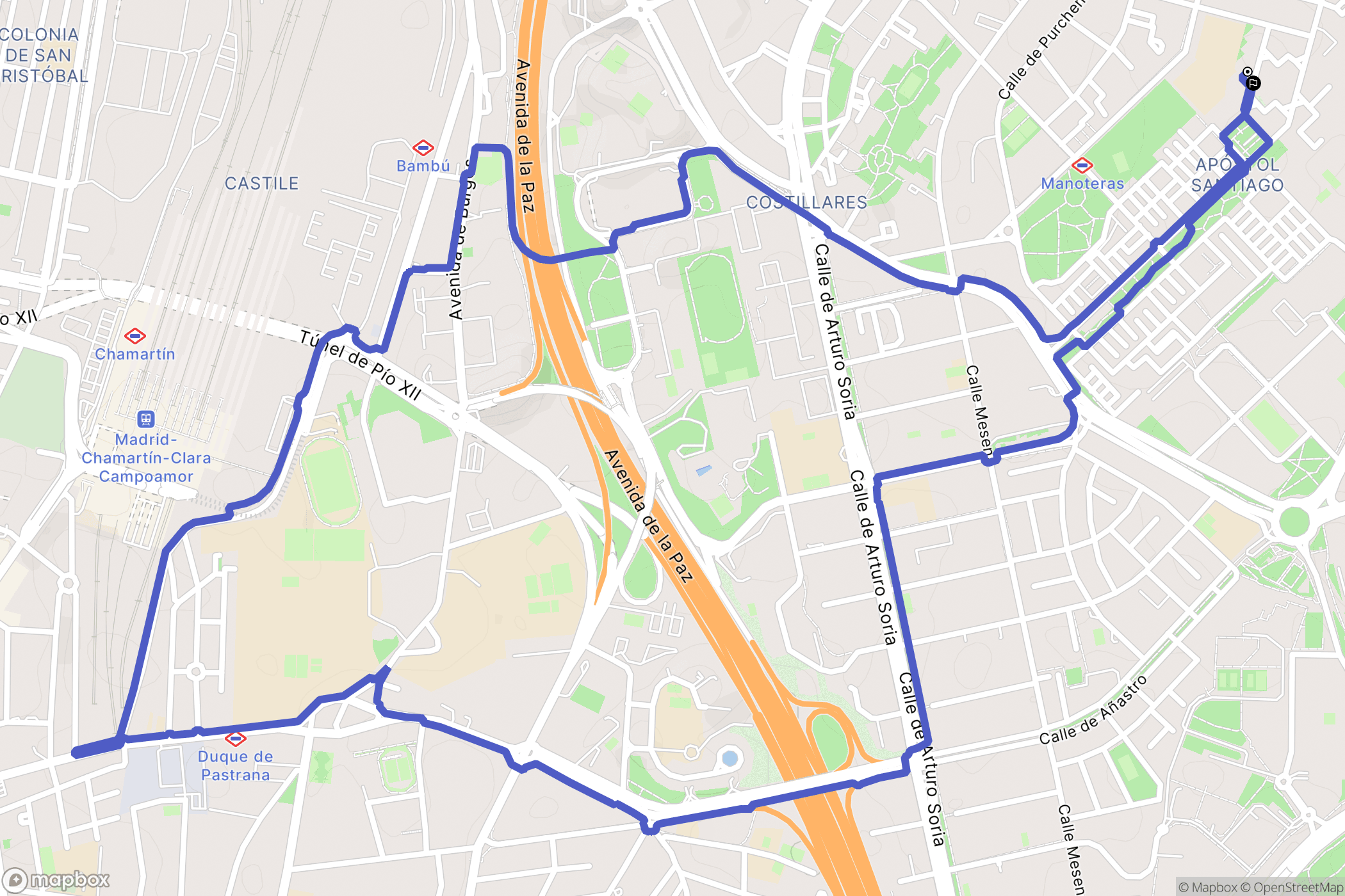 Madrid : carte du parcours de randonnée - Spain