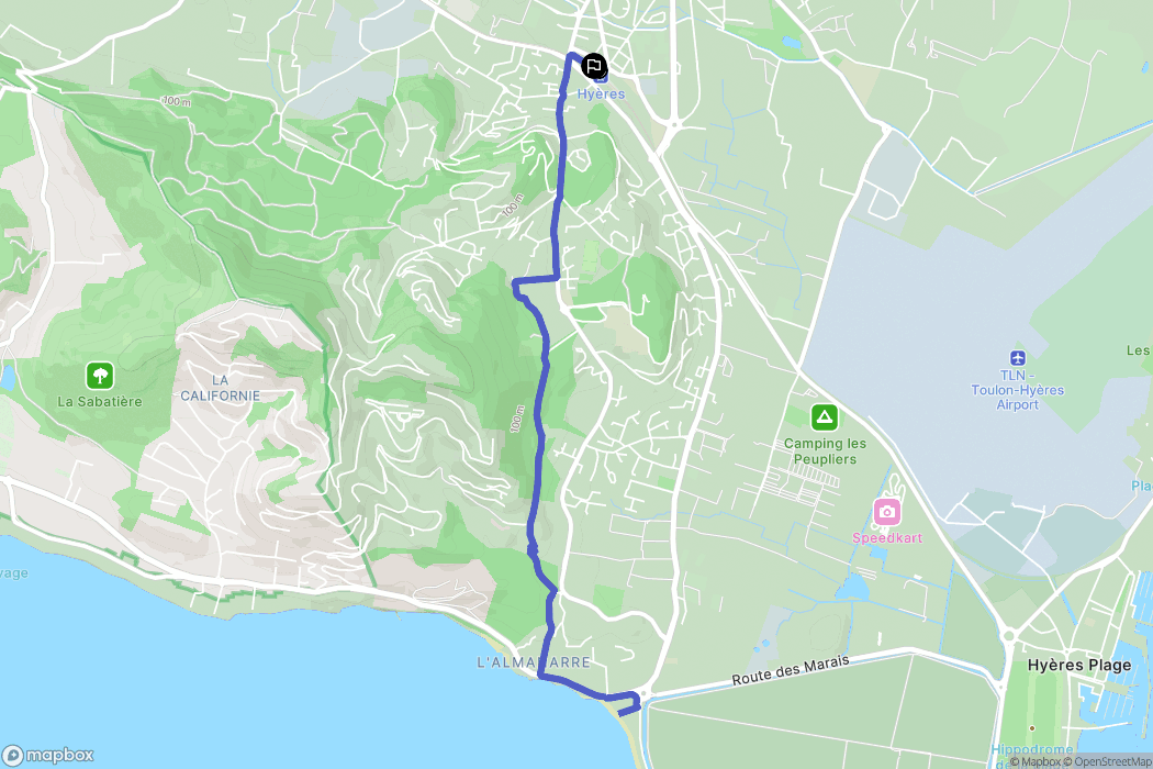 Hyères : carte du parcours de randonnée - France