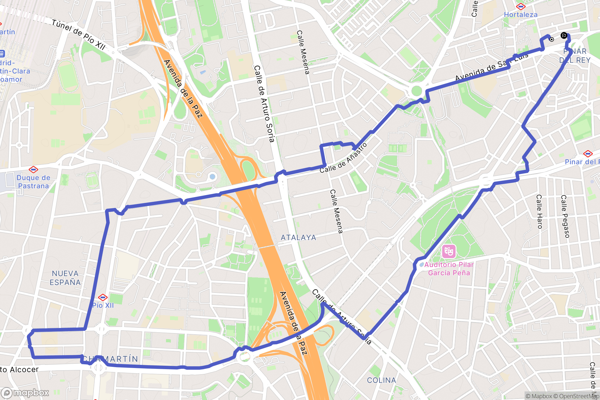 Madrid : carte du parcours de randonnée - Spain