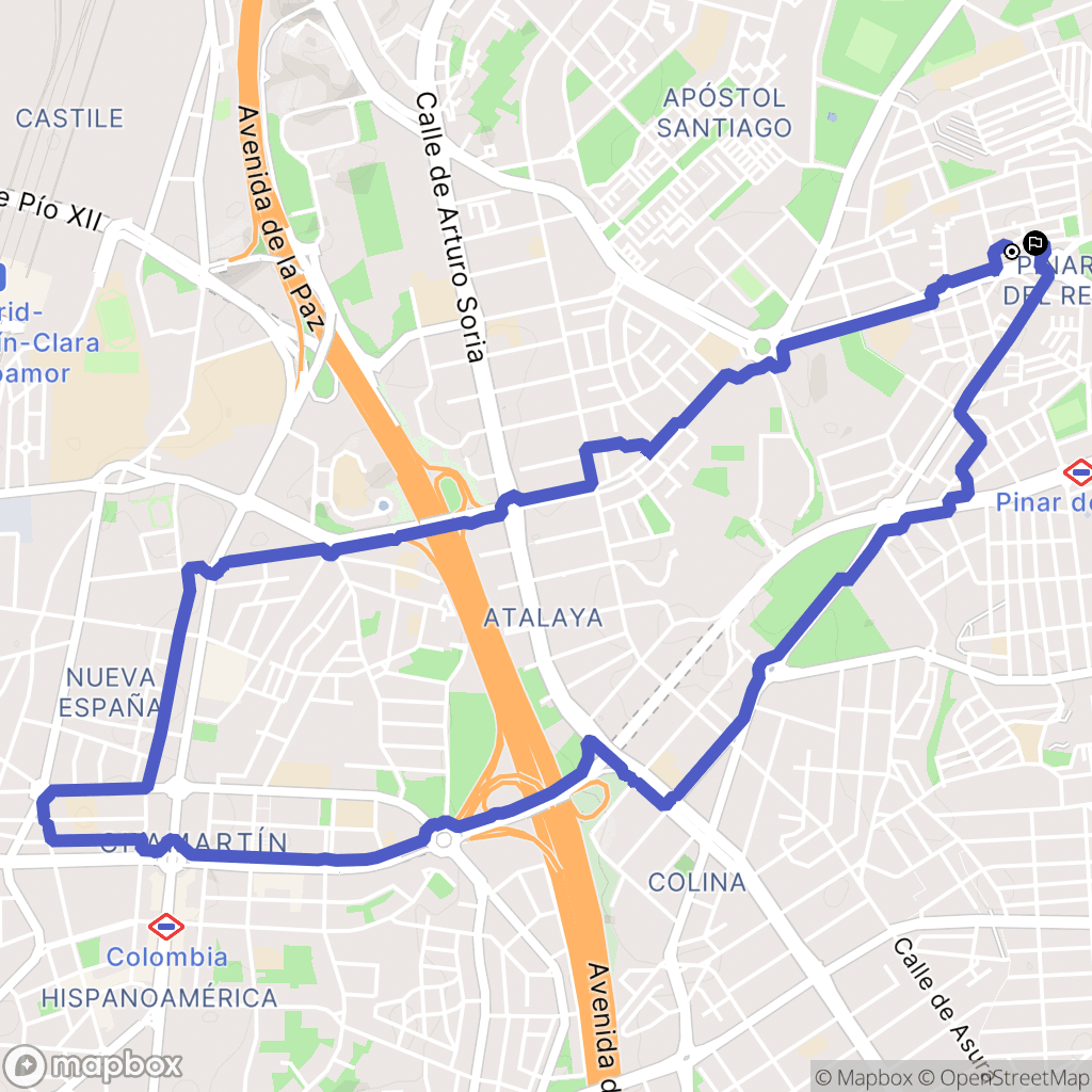 Madrid : carte du parcours de randonnée - Spain