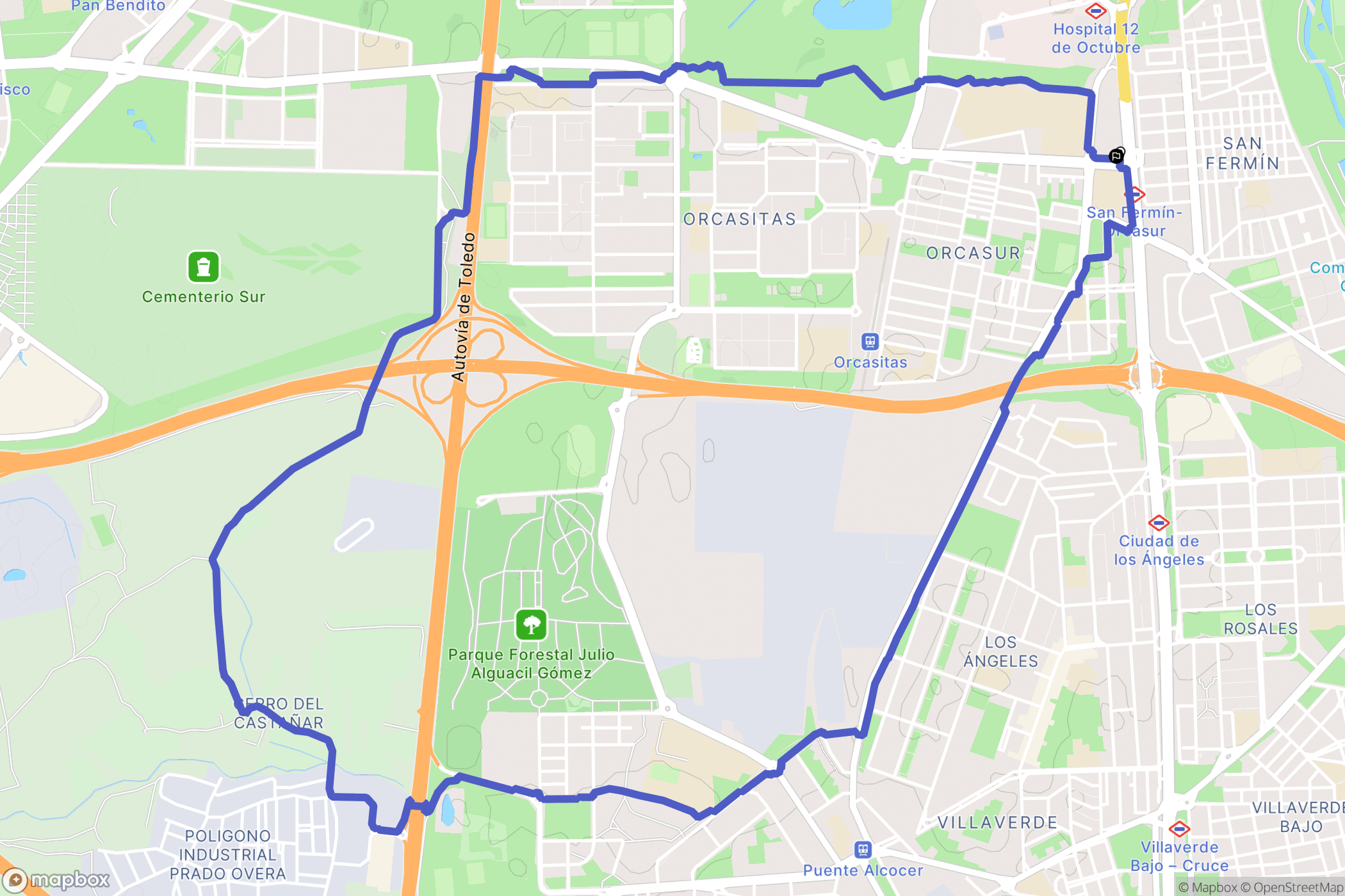 Madrid : carte du parcours de randonnée - Spain