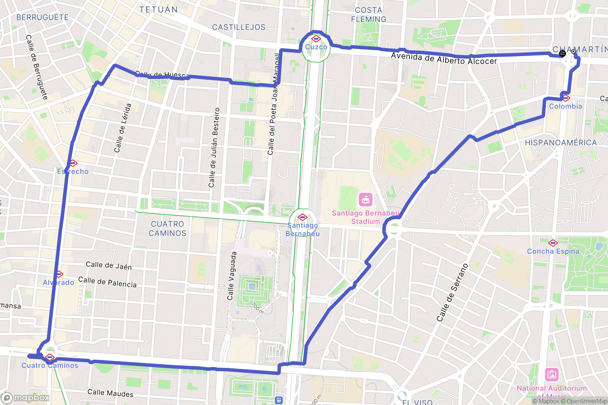 Madrid : carte du parcours de randonnée - Spain