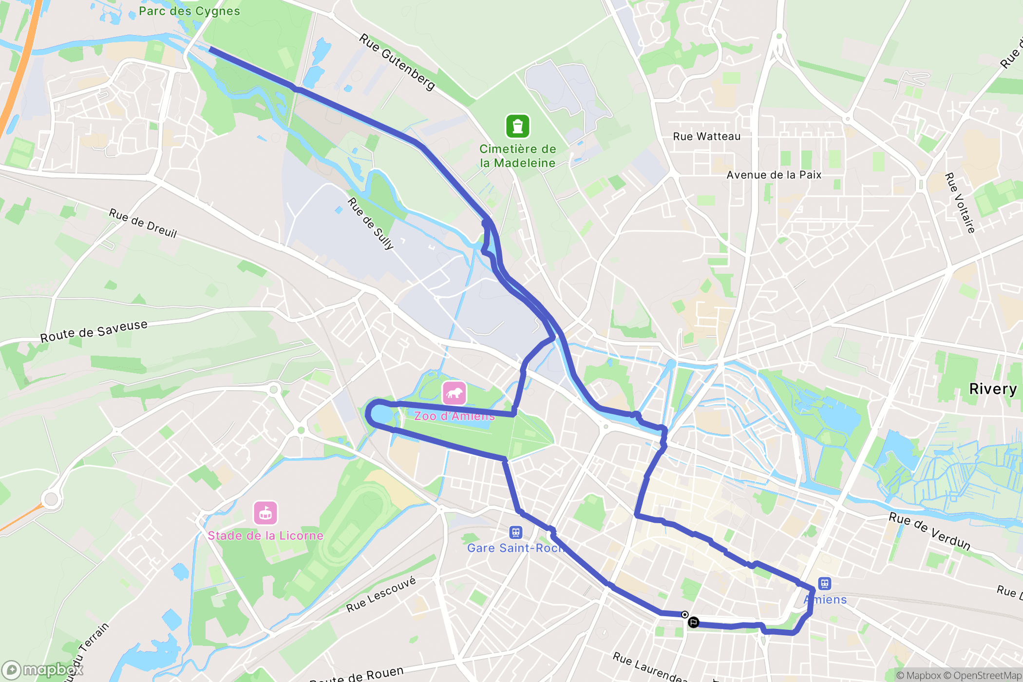 Amiens : carte du parcours de randonnée - France