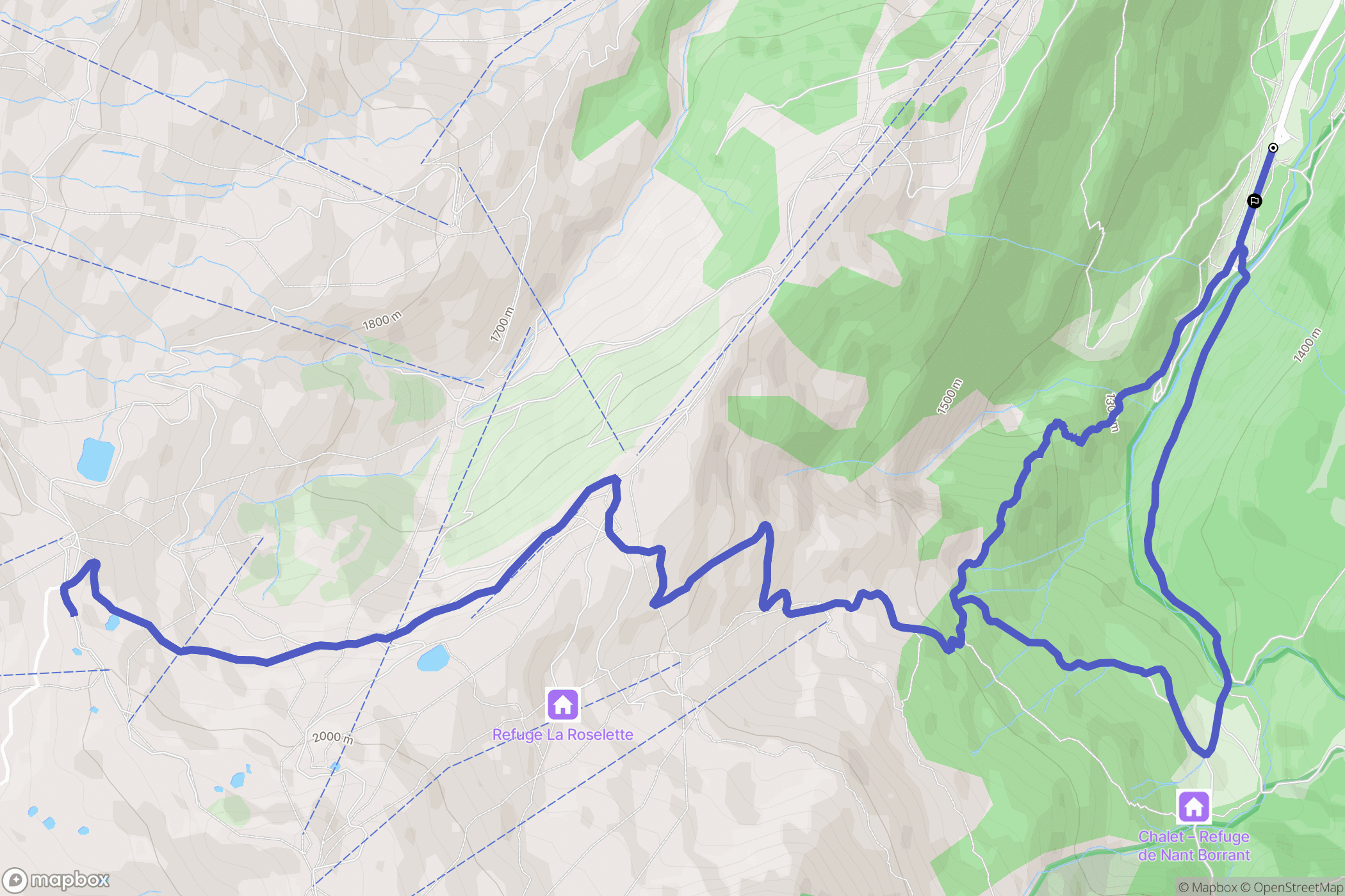 Les Contamines-Montjoie : carte du parcours de randonnée - France