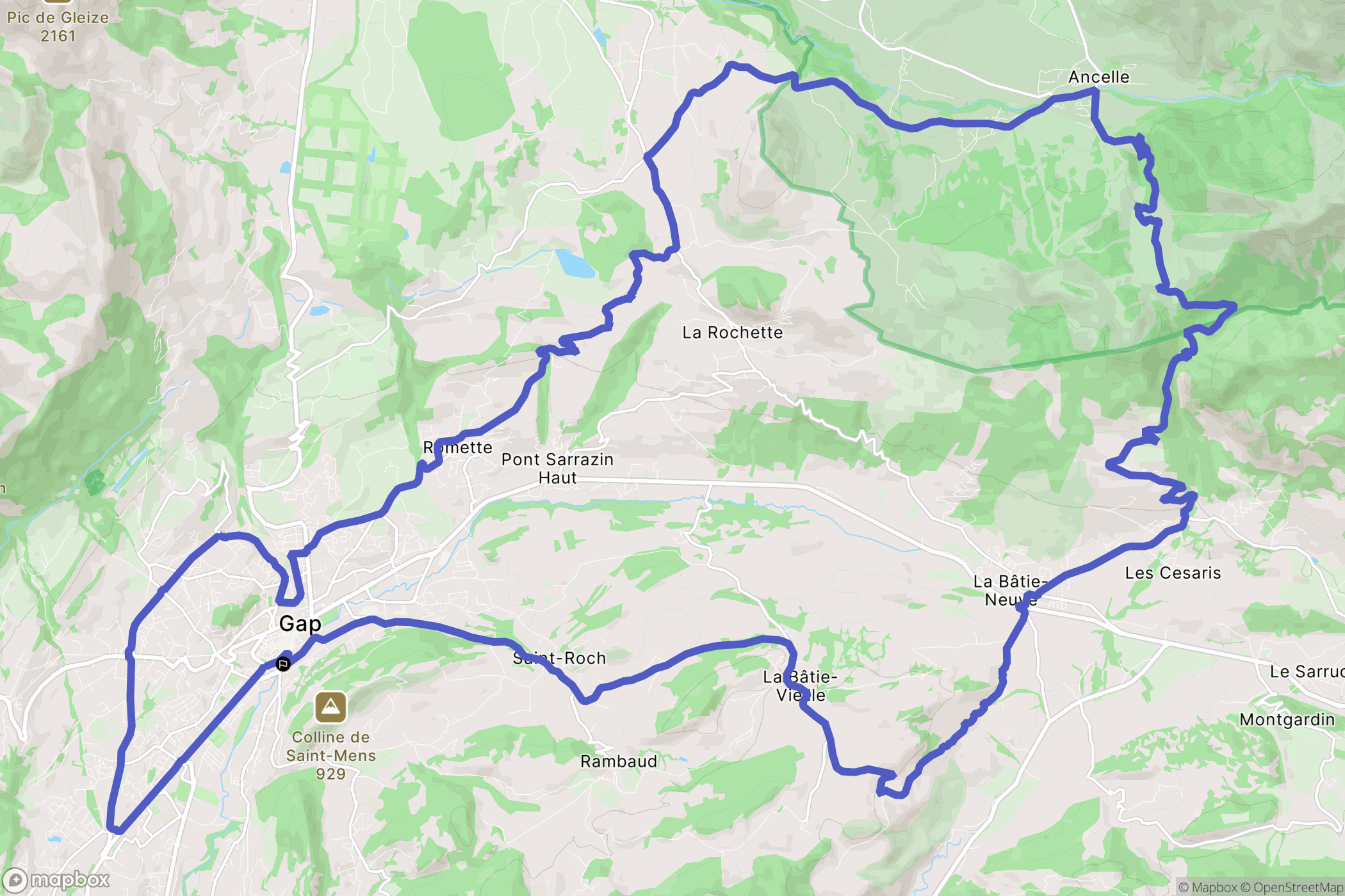 Gap : carte du parcours de randonnée - France