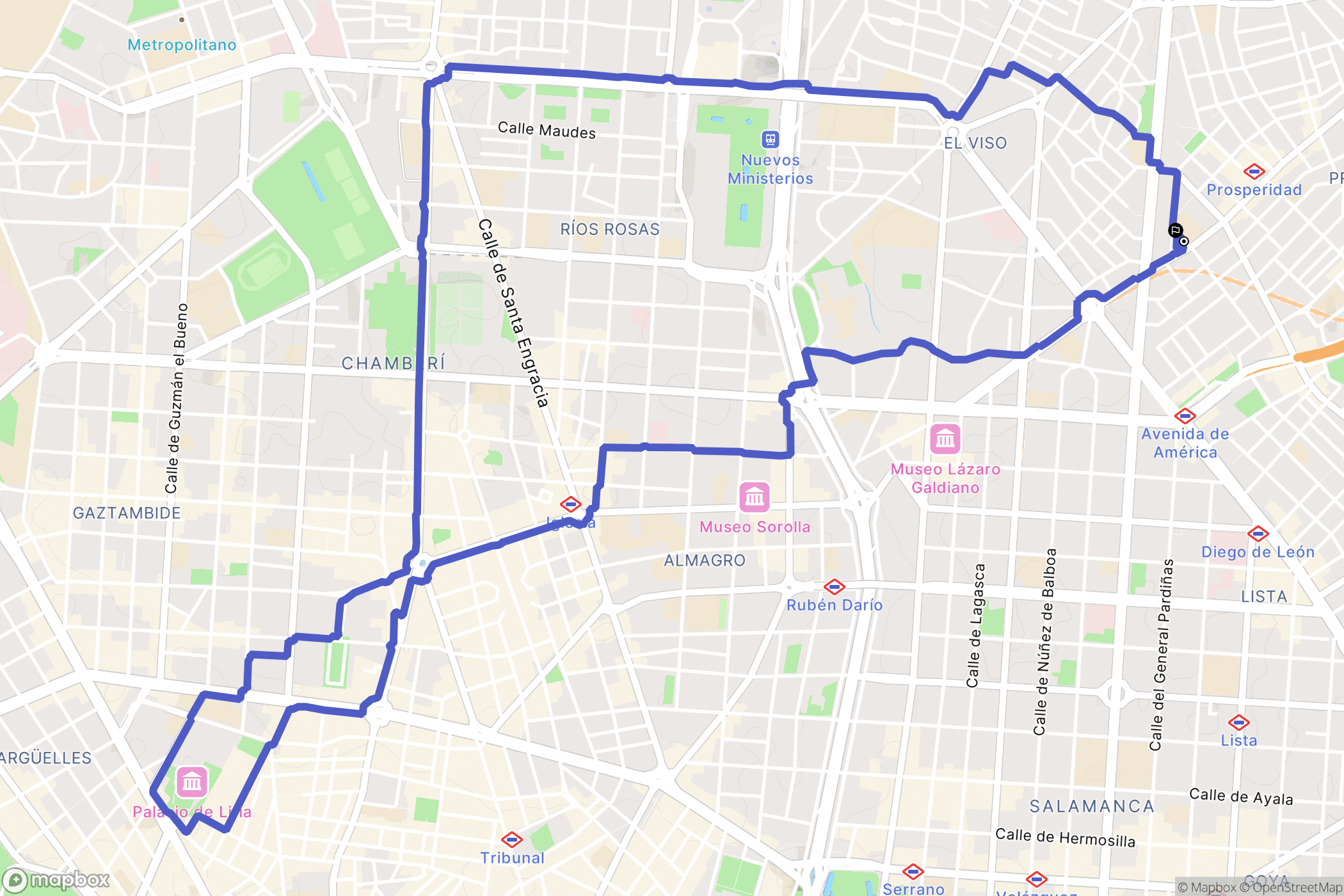 Madrid : carte du parcours de randonnée - Spain