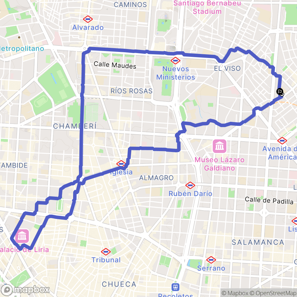 Madrid : carte du parcours de randonnée - Spain